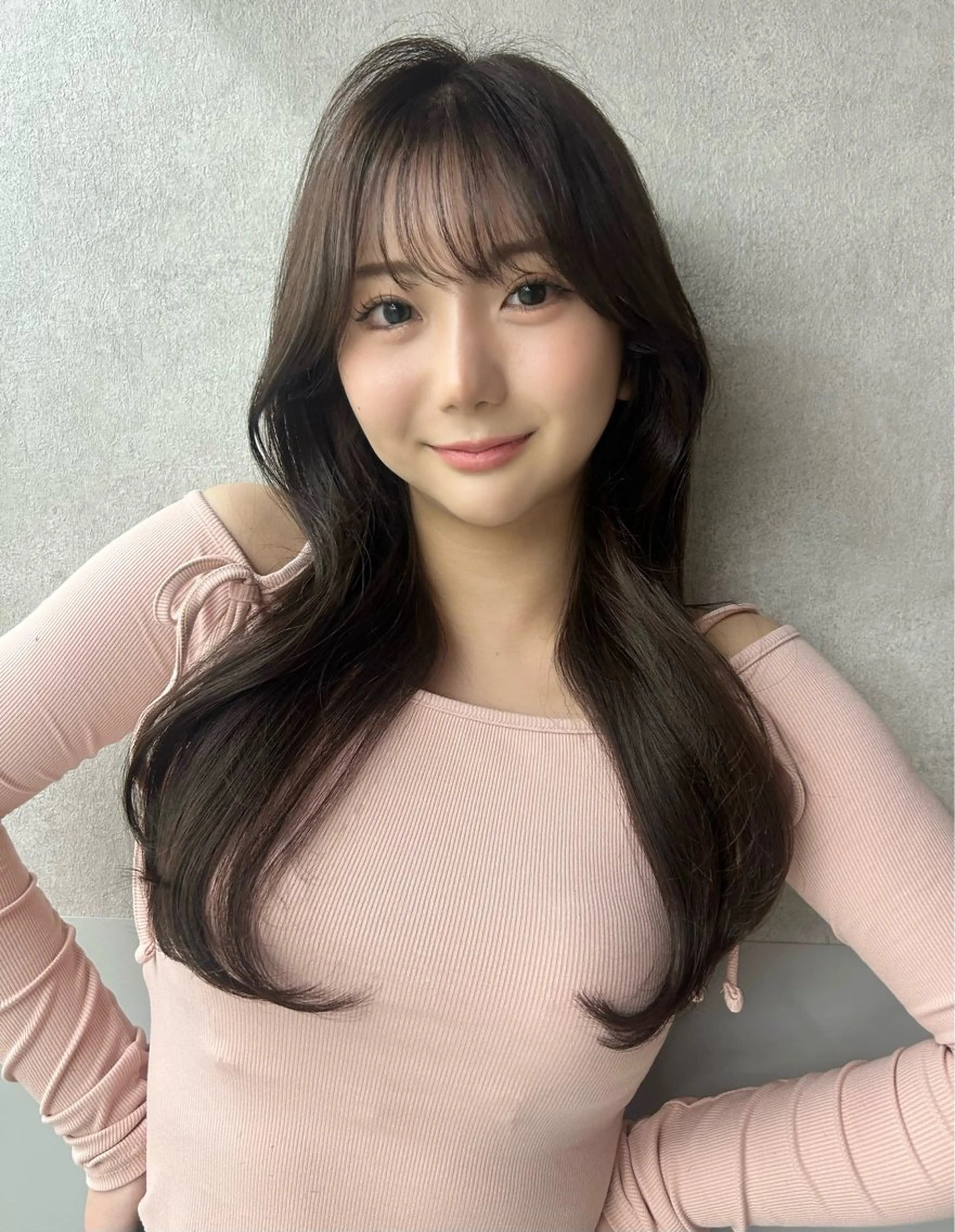 セミロング カラー ヘアアレンジ fumika🎀 韓国ヘア×ベージュのヘアスタイル