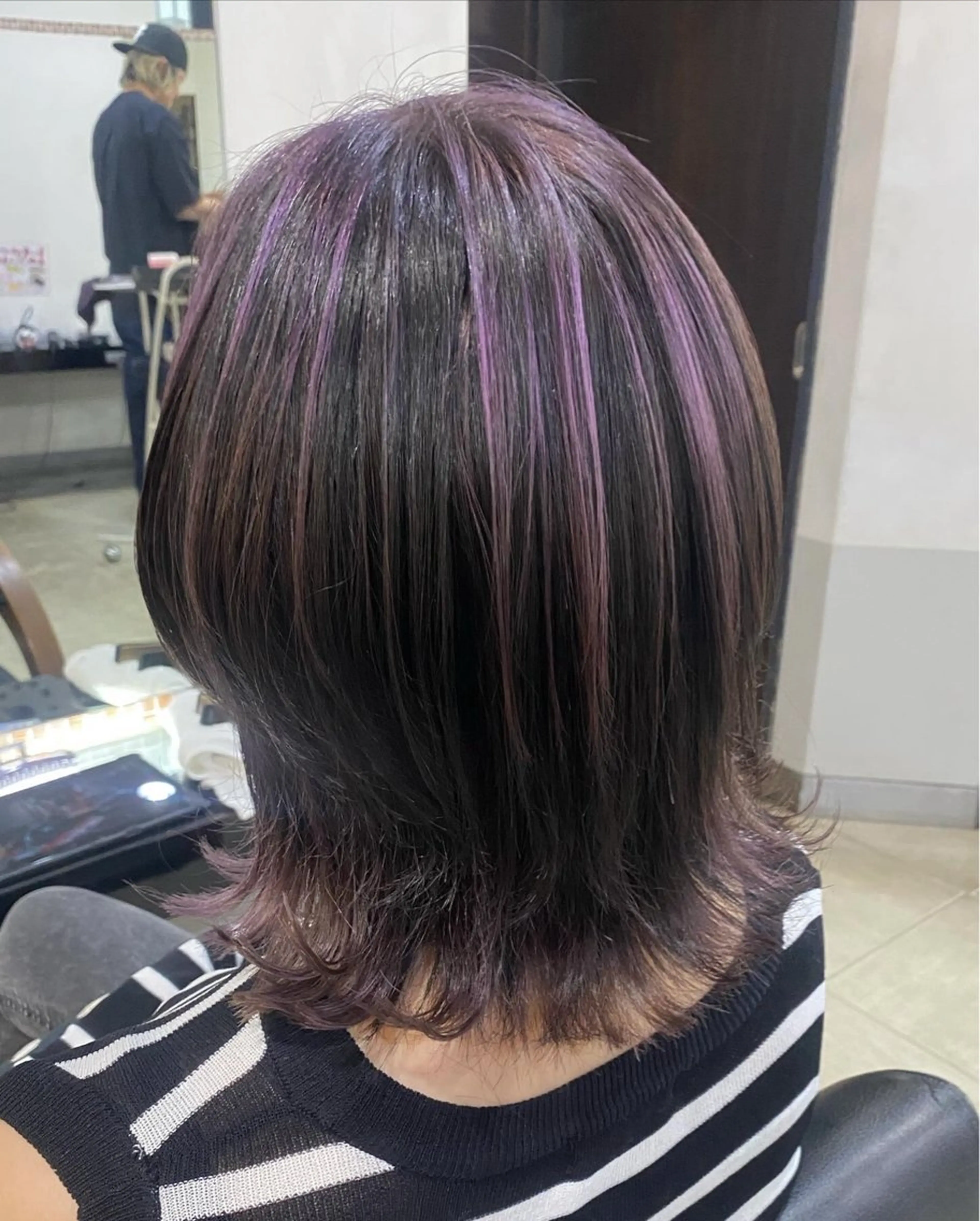 ミディアム カラー ヘアアレンジ ハイライトカラー ラベンダーカラー ボブ ハイライト ウルフカット DISCOHAIRsanc（ルジャルダン町田）所属・烏山 達也のヘアスタイル