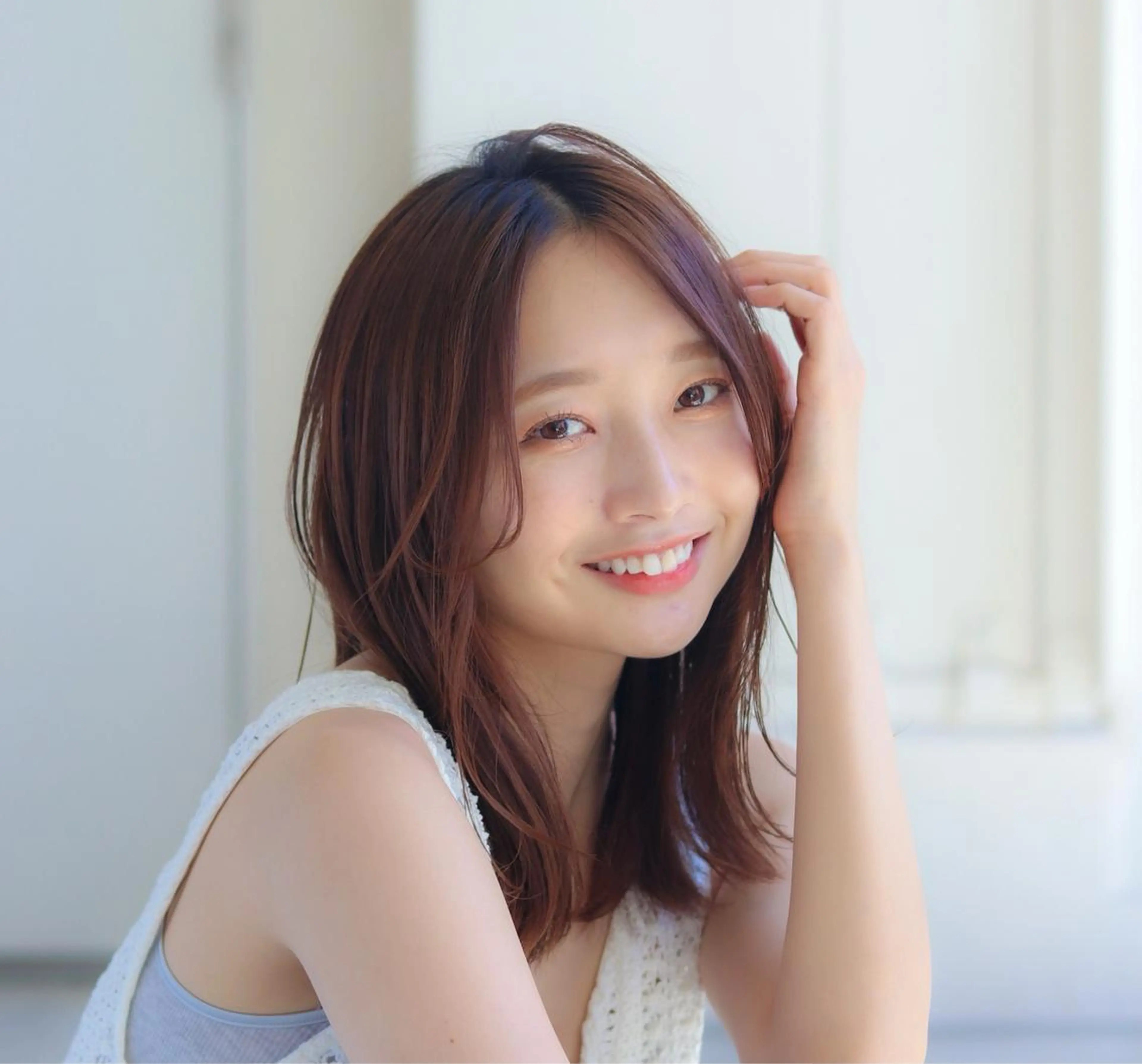 セミロング カラー パーマ 外ハネヘア 前髪/ハイライト得意 安西駿一　【銀座】のヘアスタイル