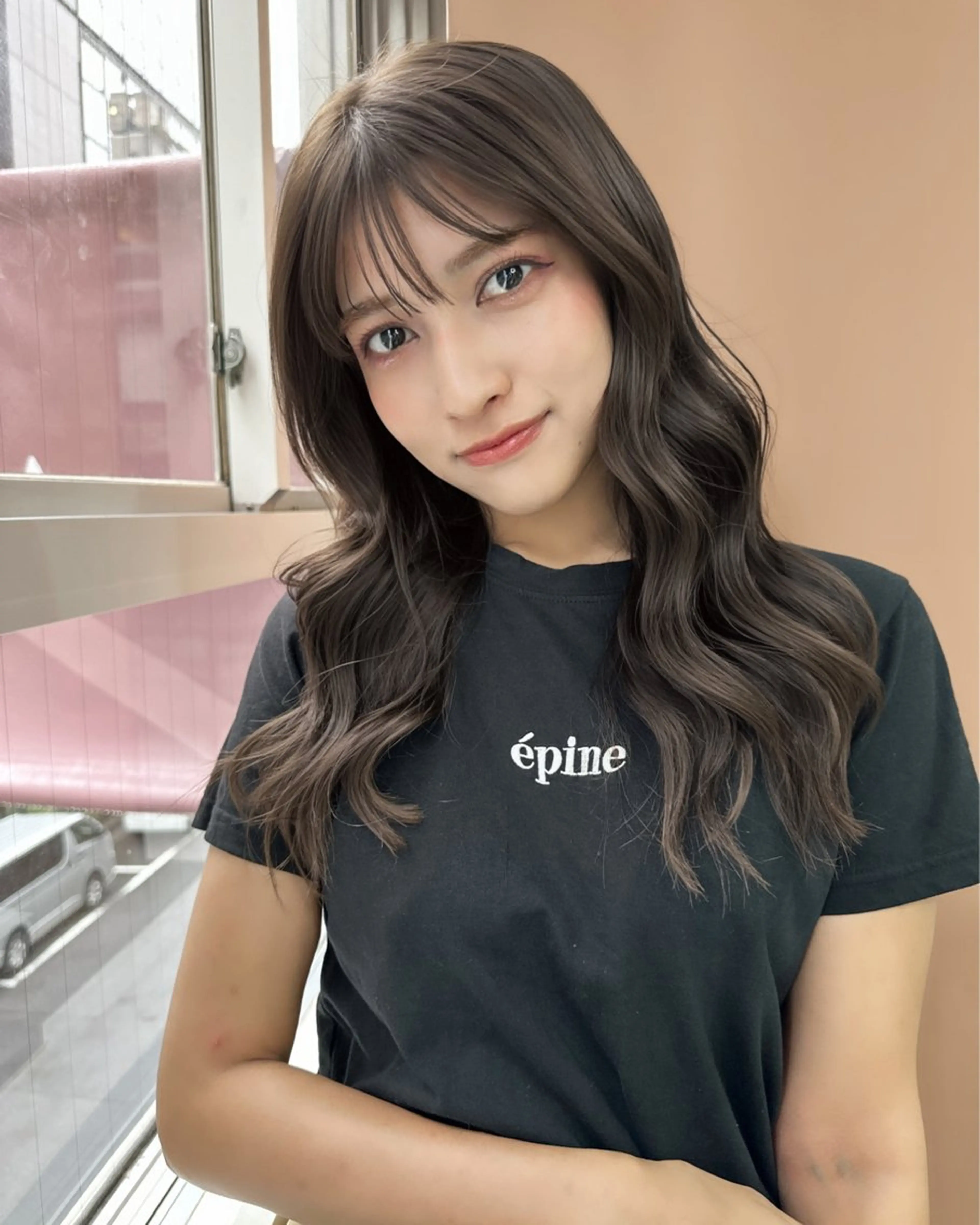 ロング カラー パーマ 韓国風ヘア レイヤーカット ロング オルチャンヘア デジタルパーマ カット パーマ コテ巻き/パーマ/艶 透明感/荻原凜太郎のヘアスタイル