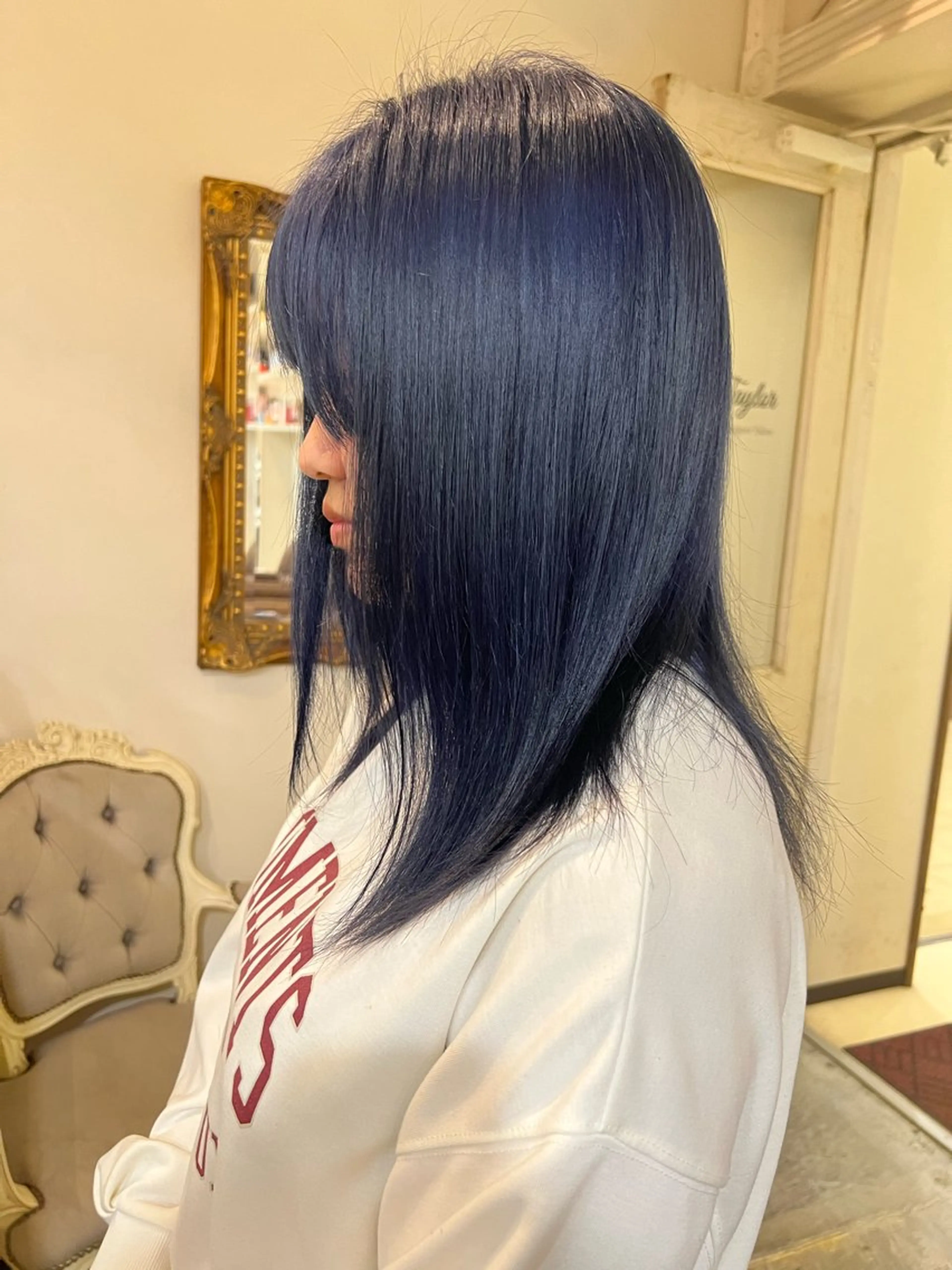 セミロング カラー ヘアアレンジ ブルーカラー ネイビーカラー ヘアカラー トリートメント ヘアセット 金子 廉のヘアスタイル