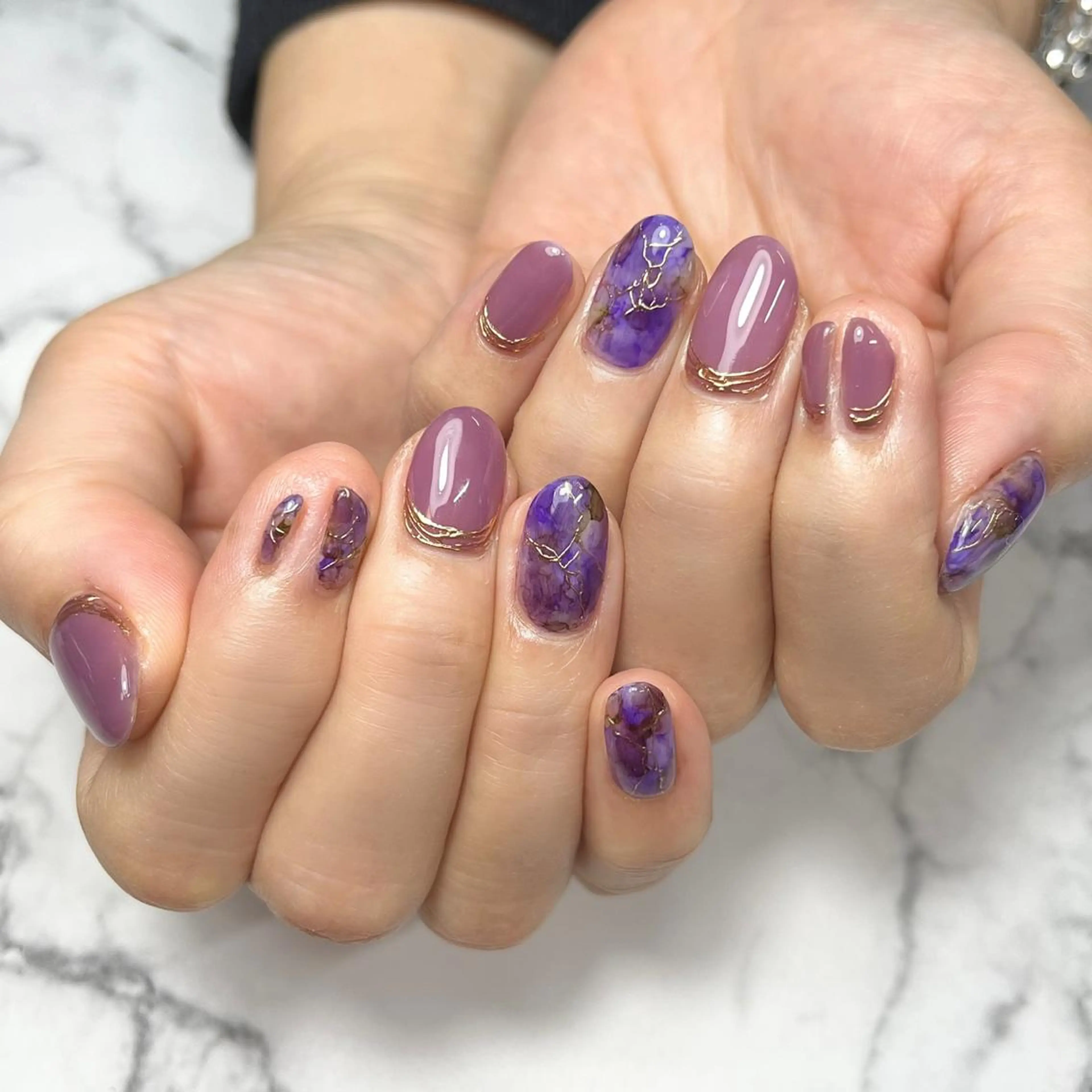 ネイル アートネイル ジェルネイル 韓国ネイル 大理石ネイル(マーブル) ミラーネイル ハンドネイル NAIL NOWのネイルデザイン