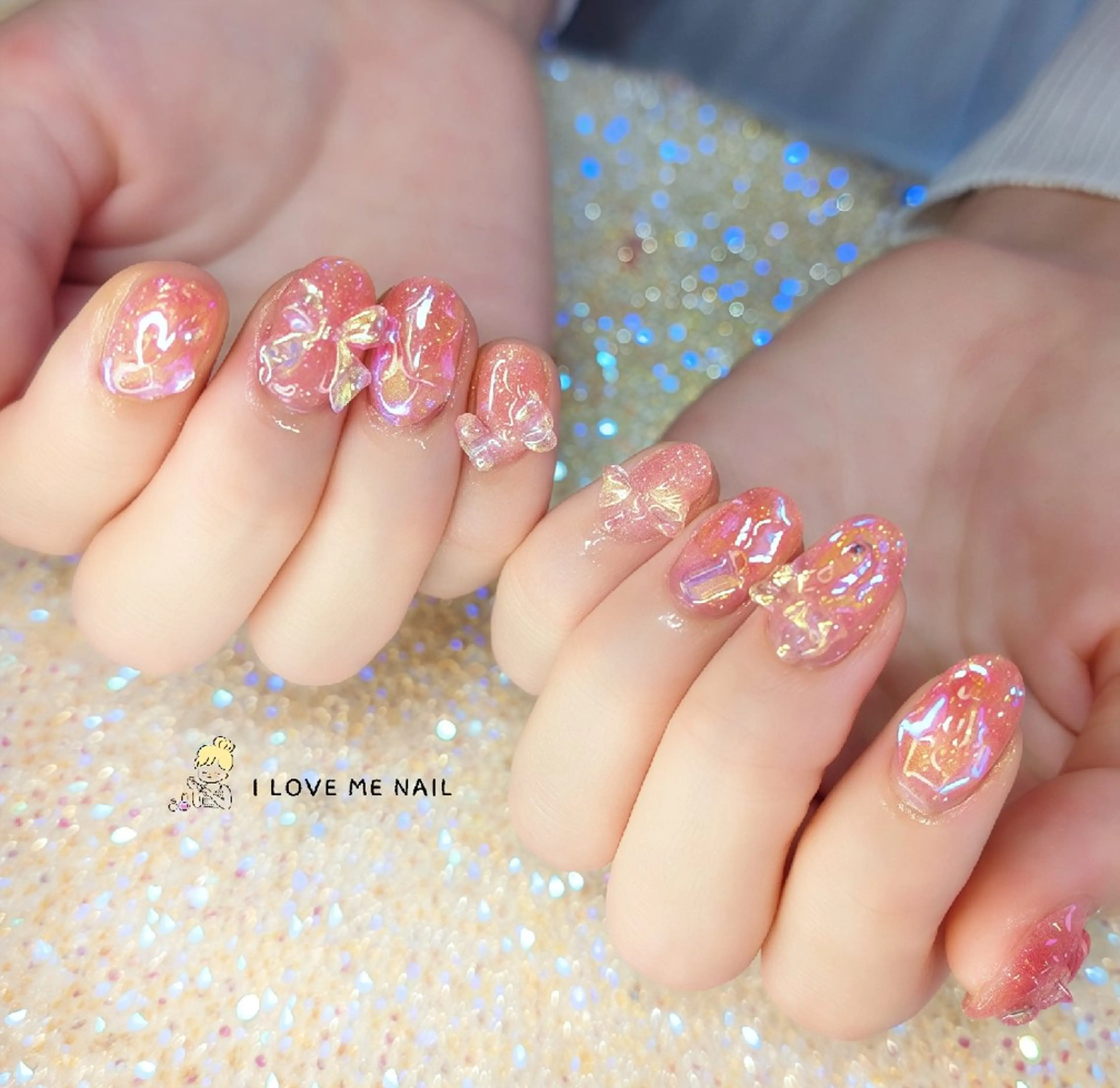 ネイル 長さ出し ハート 韓国ネイル マグネットネイル ニュアンスネイル ハンドネイル I LOVE ME NAIL.｡.:*♡のネイルデザイン