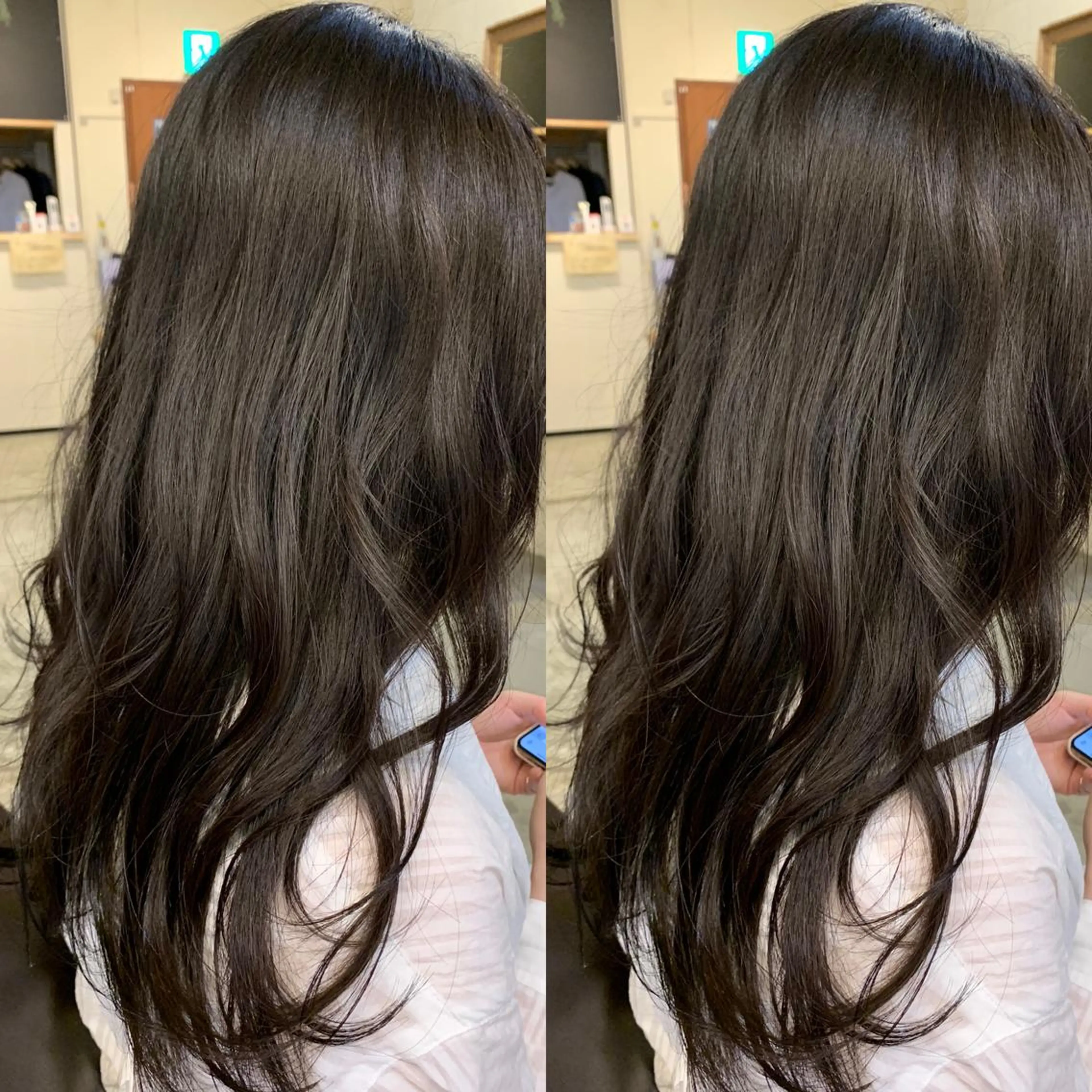 ロング カラー ダークグレー 艶カラー／ハイトーン Anjuのヘアスタイル
