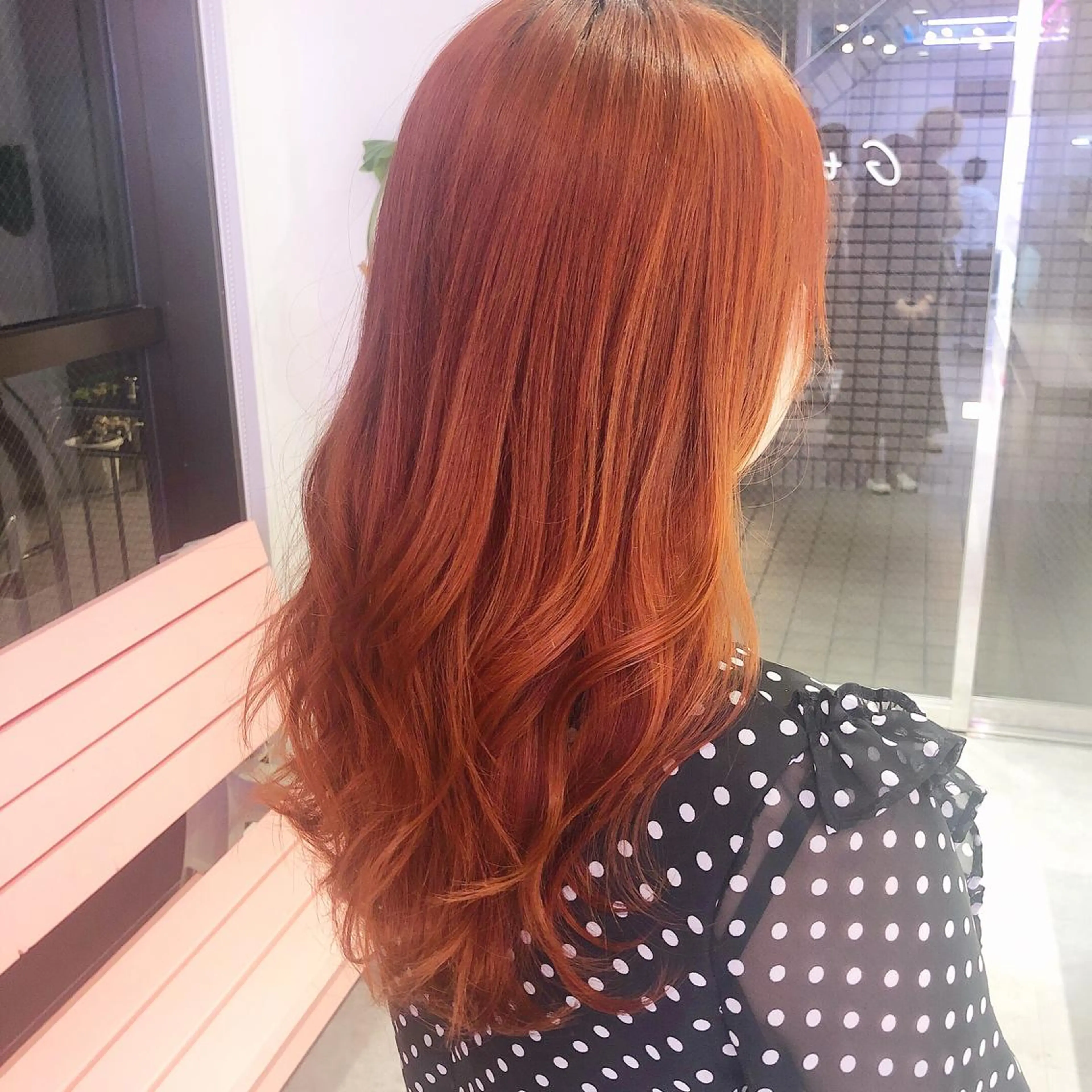 ロング カラー 透明感カラー オレンジ 透明感カラー× レイヤーカット✨高梨のヘアスタイル