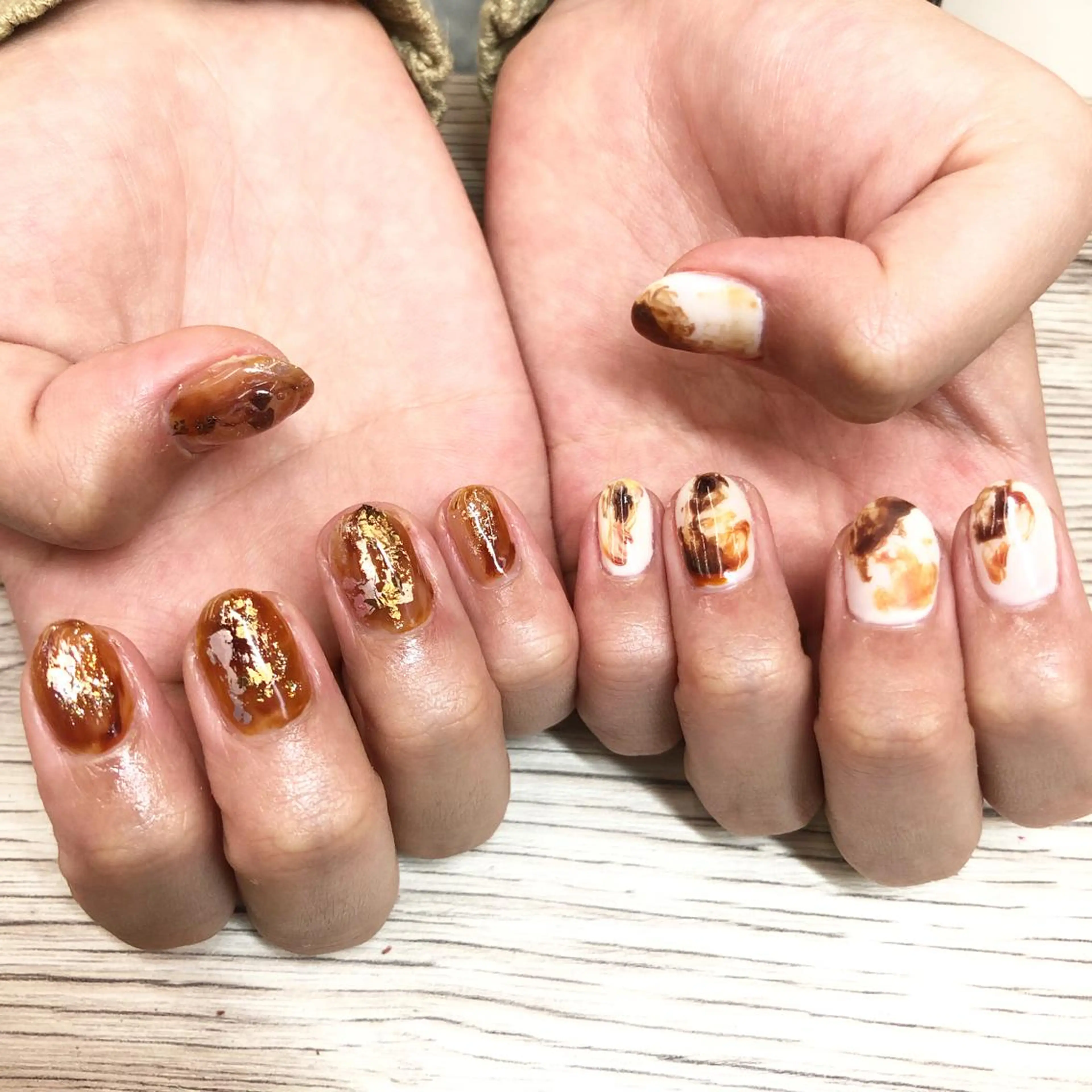 ネイル ブラウン ニュアンスネイル 🎀AYAKO 🎀中韓ネイルのネイルデザイン