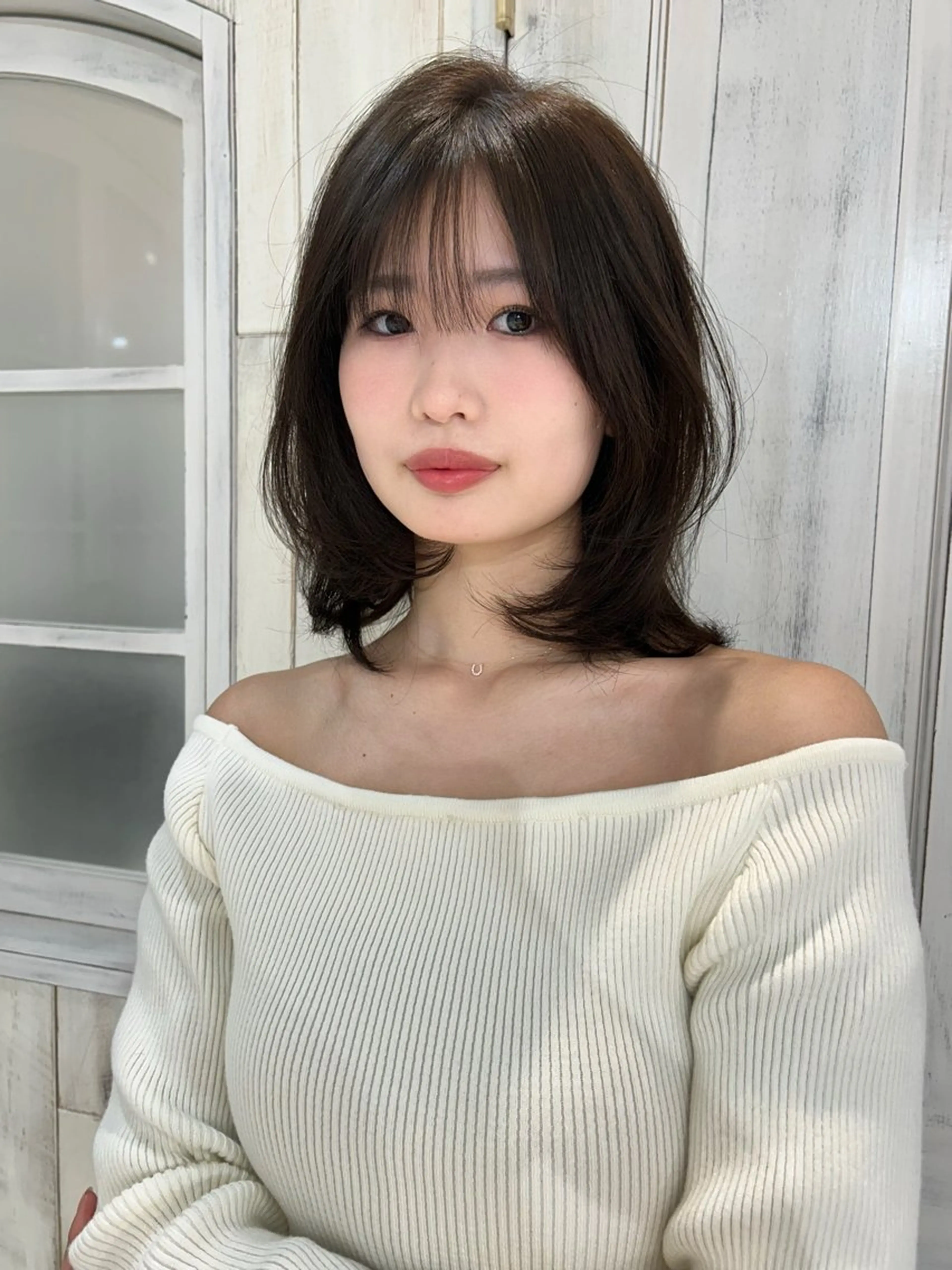 ミディアム 韓国風ヘア ヘアカラー ニュアンスカラー 🪽比内千聖のヘアスタイル