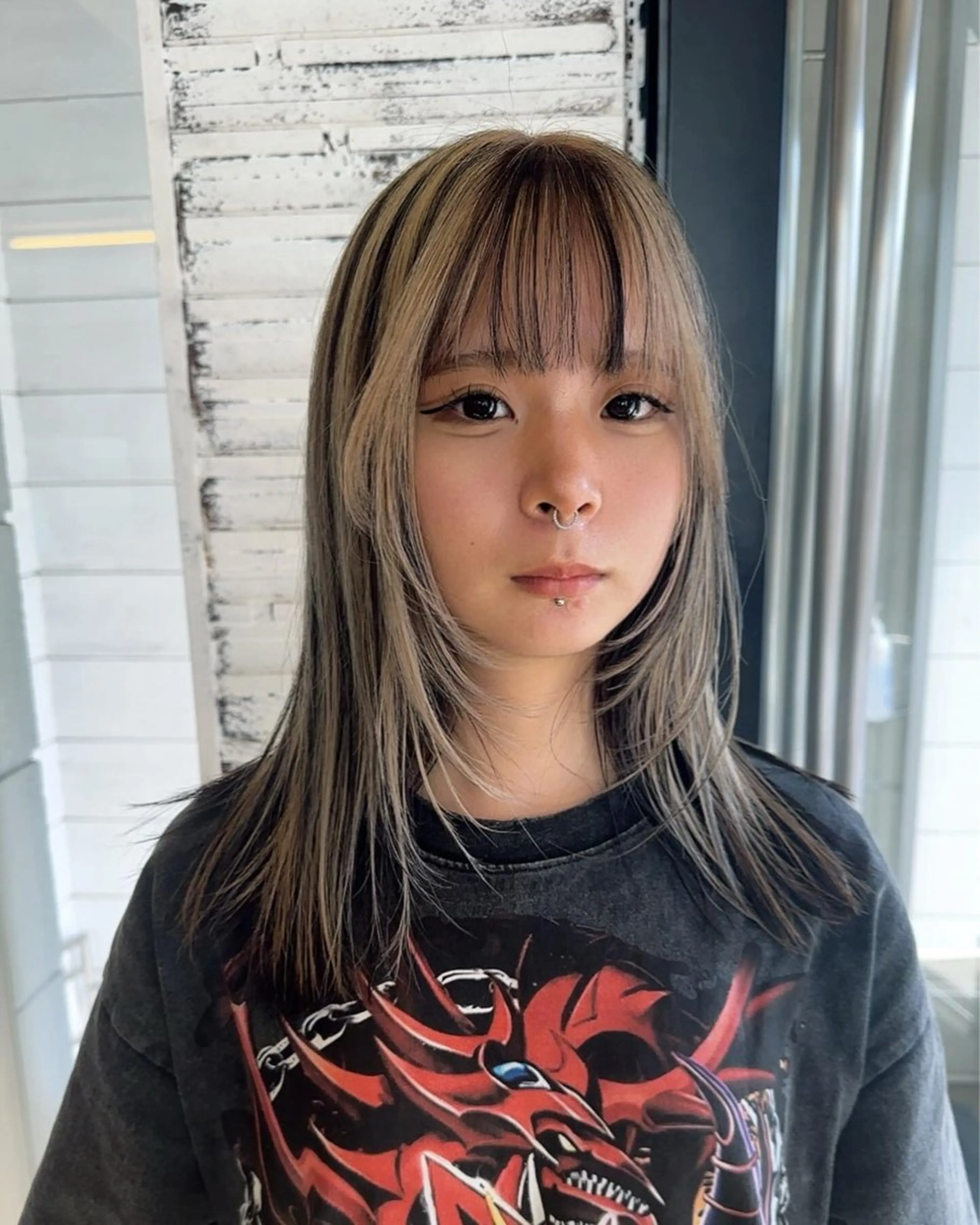 セミロング ハイライト ヘアカラー トリートメント ✨艶ブリーチカラー✨ 酸性ストレート光太郎のヘアスタイル