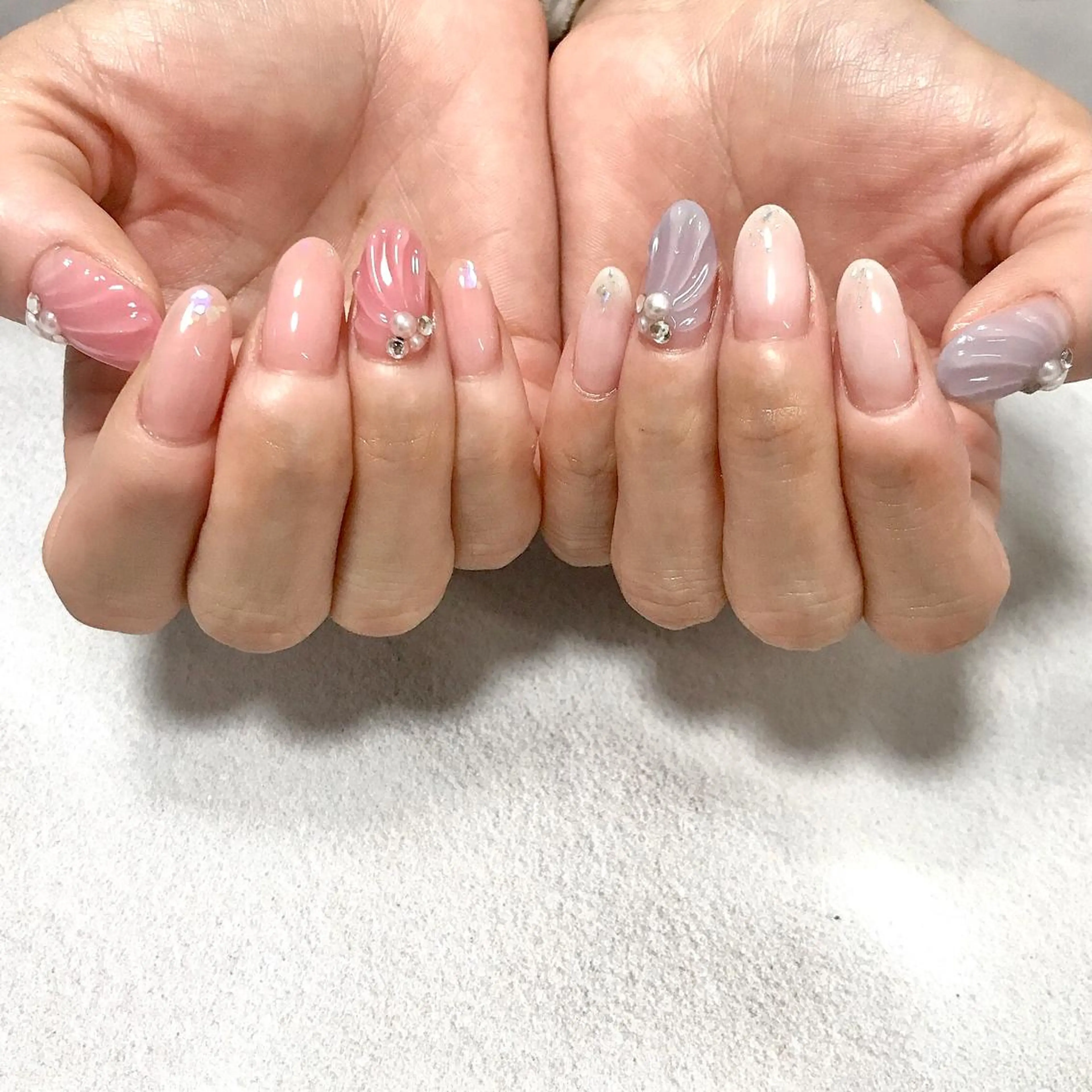 ネイル アートネイル ラメ(グリッター) ワンカラーネイル 夏ネイル ステラ marikominoのネイルデザイン