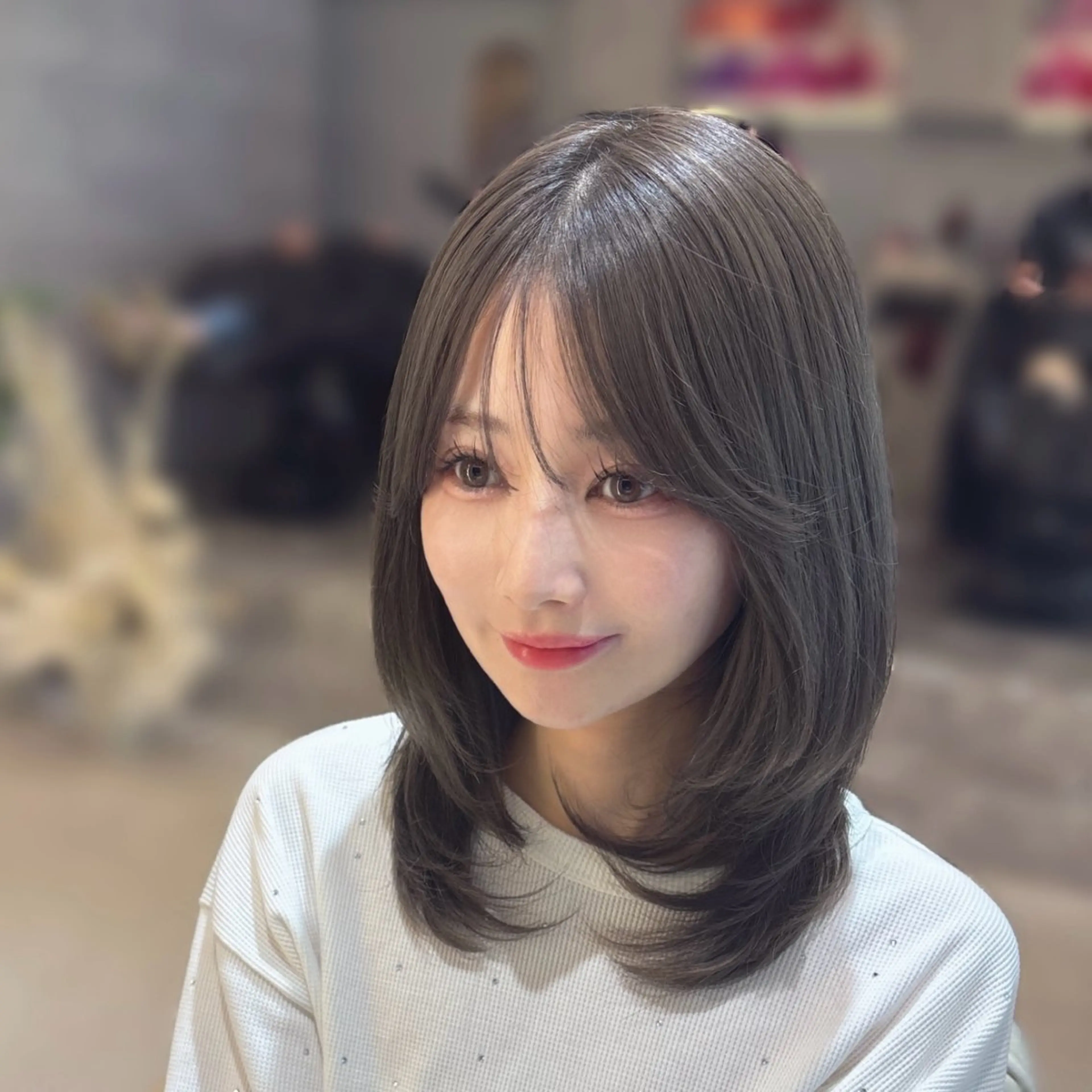 ミディアム enu所属・enu梅田 韓国ヘア ゆりのヘアスタイル
