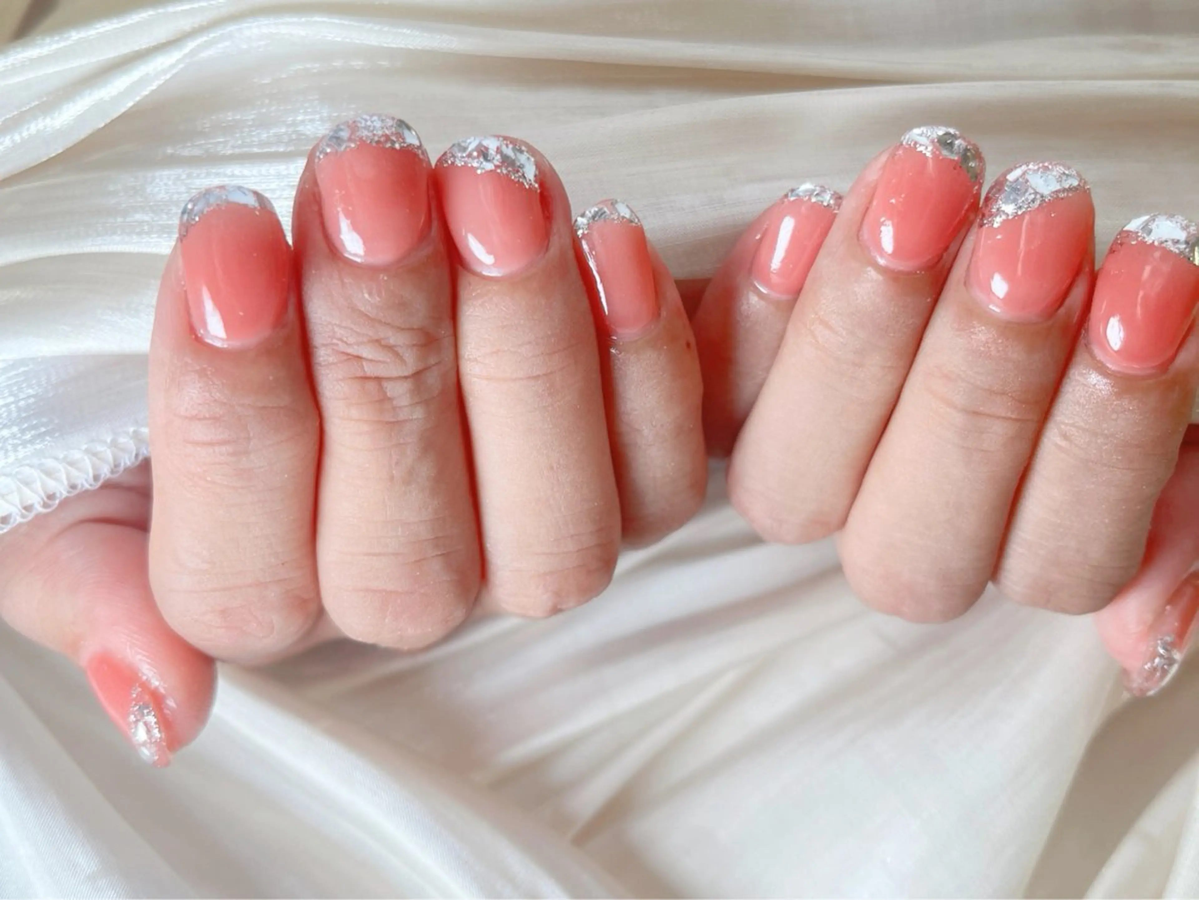 ネイル フレンチネイル ガラスフレンチ ハンドネイル candy nail 韓国風ワンホンネイルのネイルデザイン