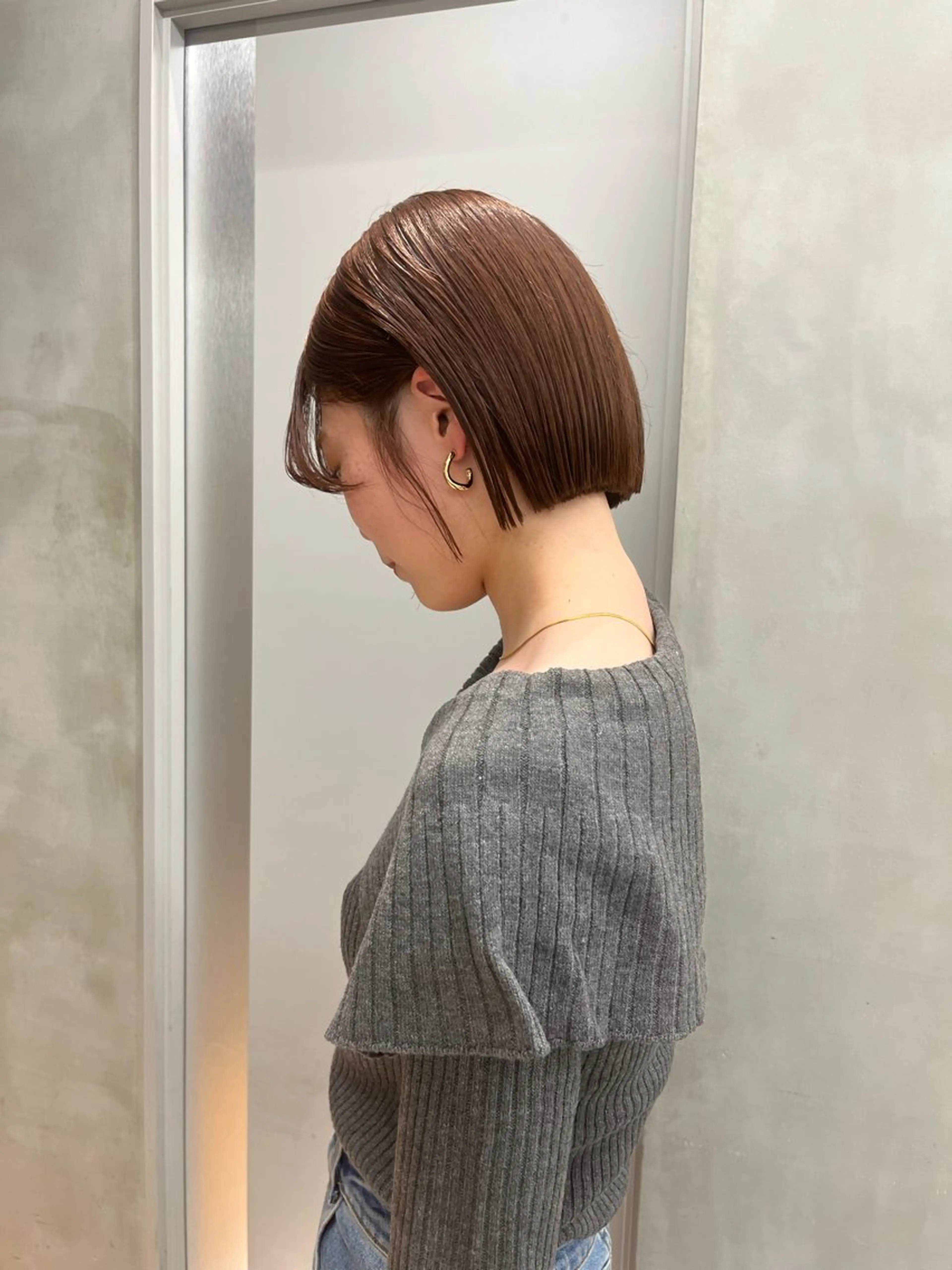 ミディアム カラー カット ヘアカラー トリートメント 韓国ボブ&顔まわり レイヤー♡TOMOEのヘアスタイル