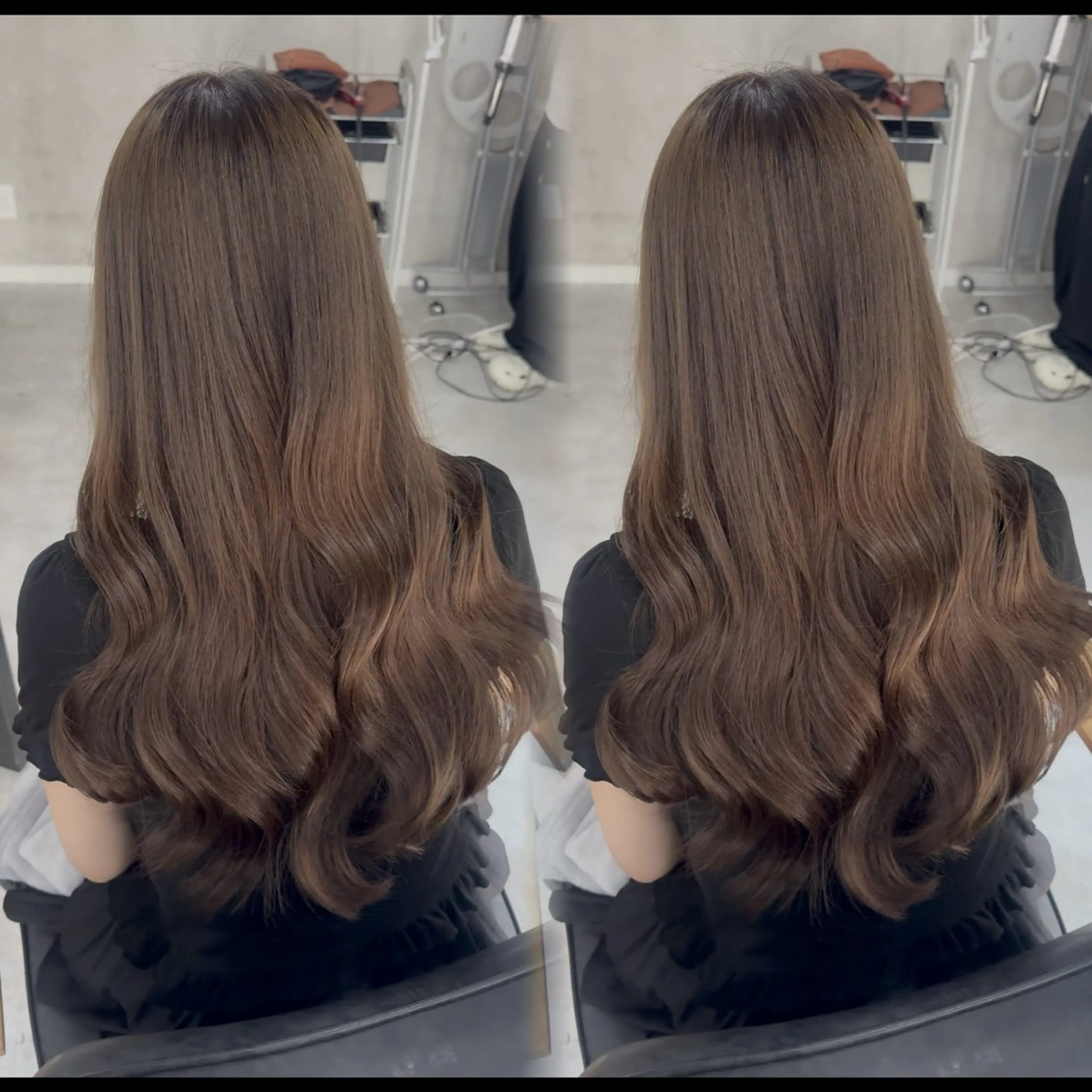 ロング カラー アッシュ アッシュブラウン ベージュカラー 黒髪 ブリーチ カット ヘアカラー トリートメント 赤み無し柔らかカラー 【梅田】madokaのヘアスタイル