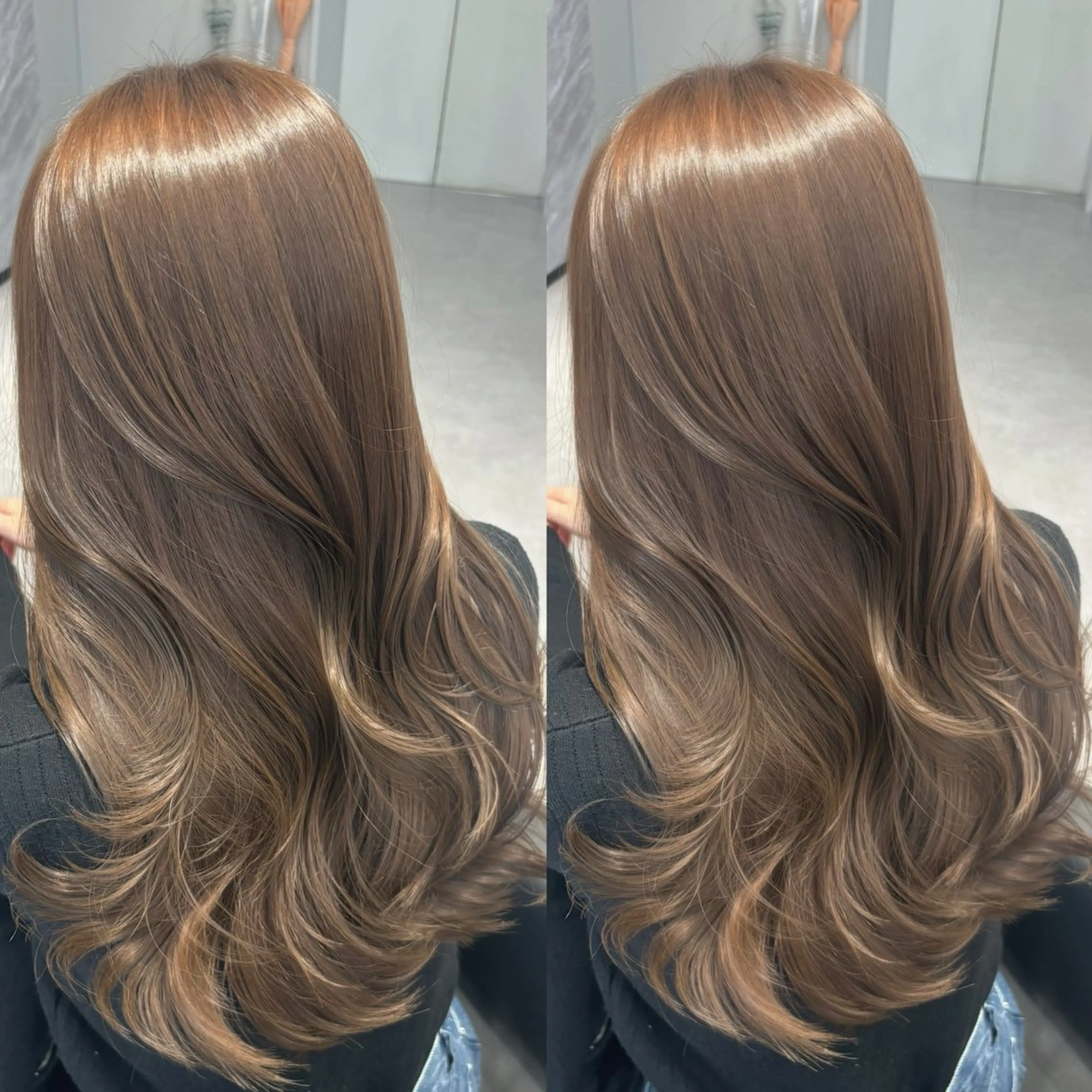 ロング カラー ヘアカラー トリートメント 髪質改善/赤み消し ブリーチなし心斎橋のヘアスタイル