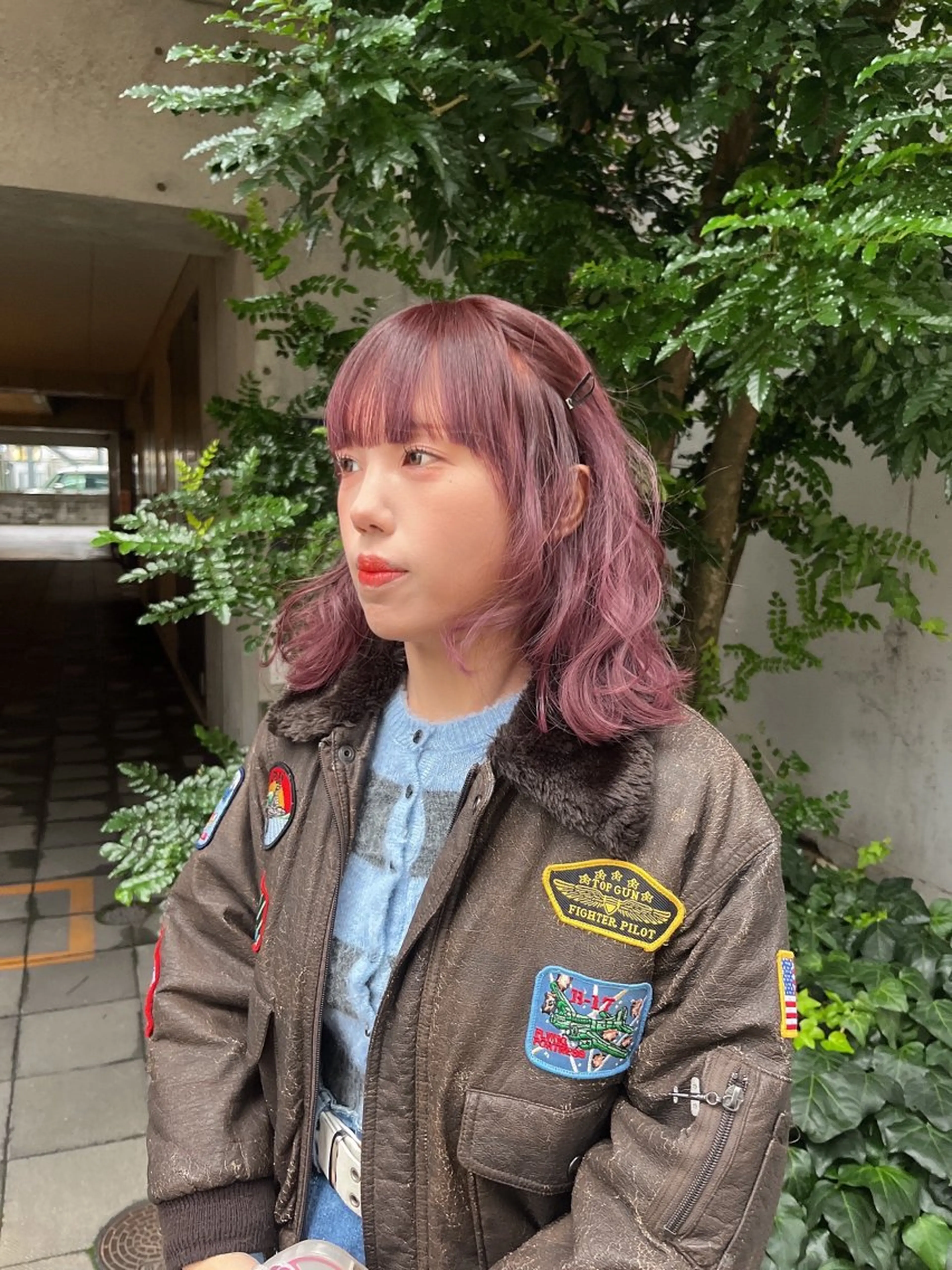 ミディアム ピンクラベンダー ボブ 岩切 晴香のヘアスタイル