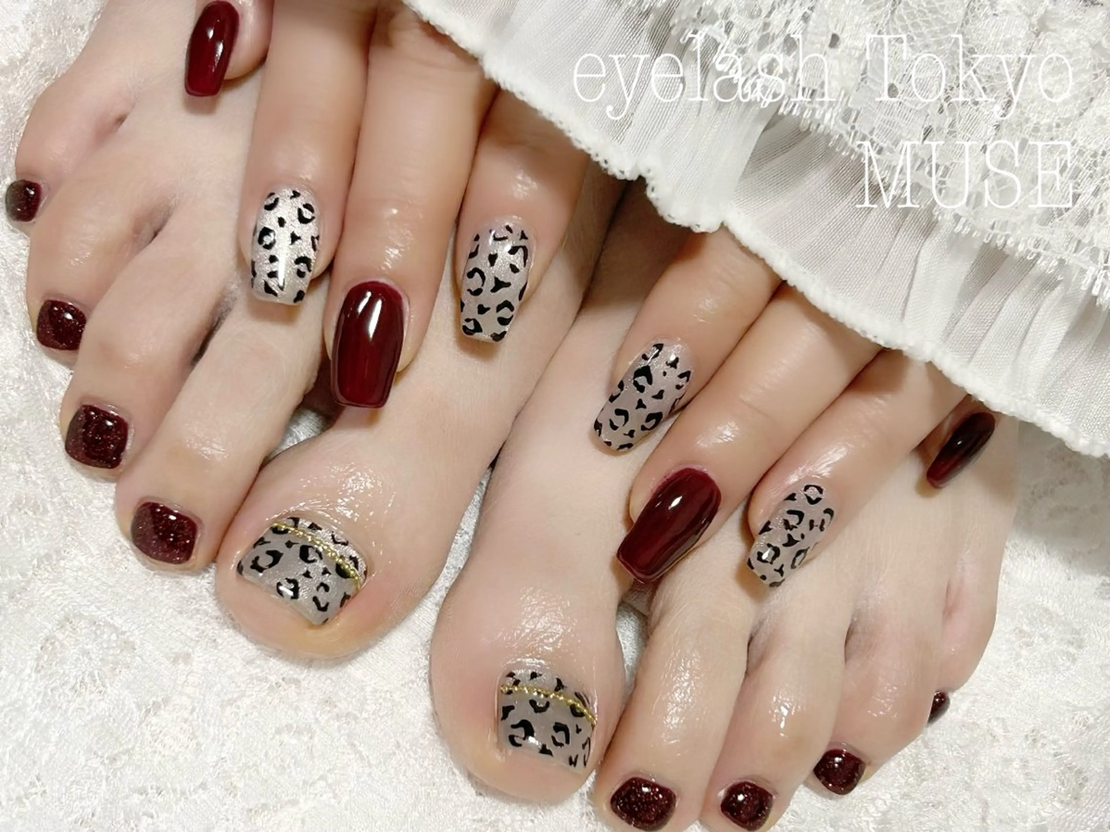 ネイル アートネイル ボルドー フットネイル おそろいネイル ハンドネイル tanaka ◡̈のネイルデザイン