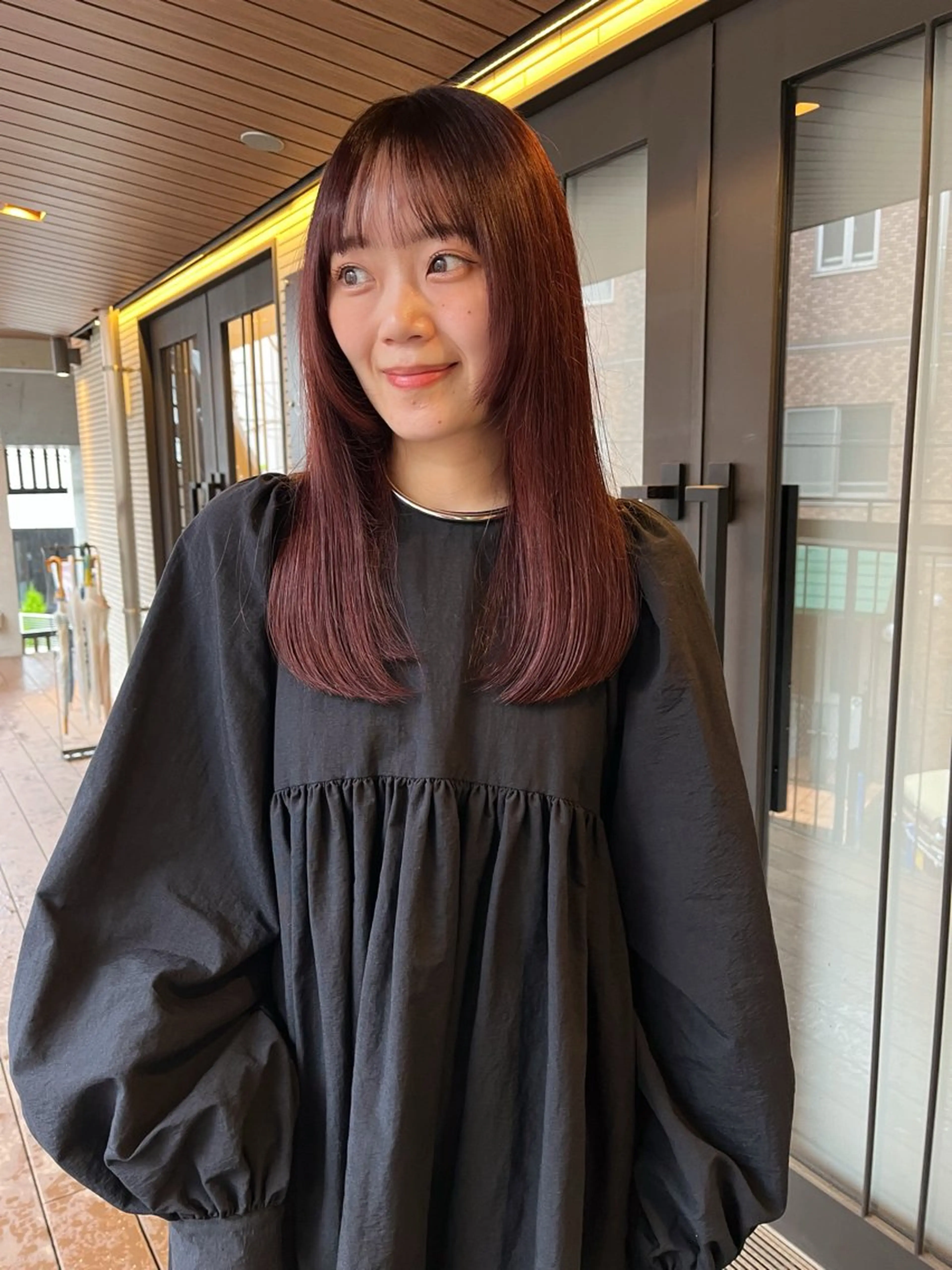 ミディアム カラー 暖色カラー 🌼クニトウメイのヘアスタイル
