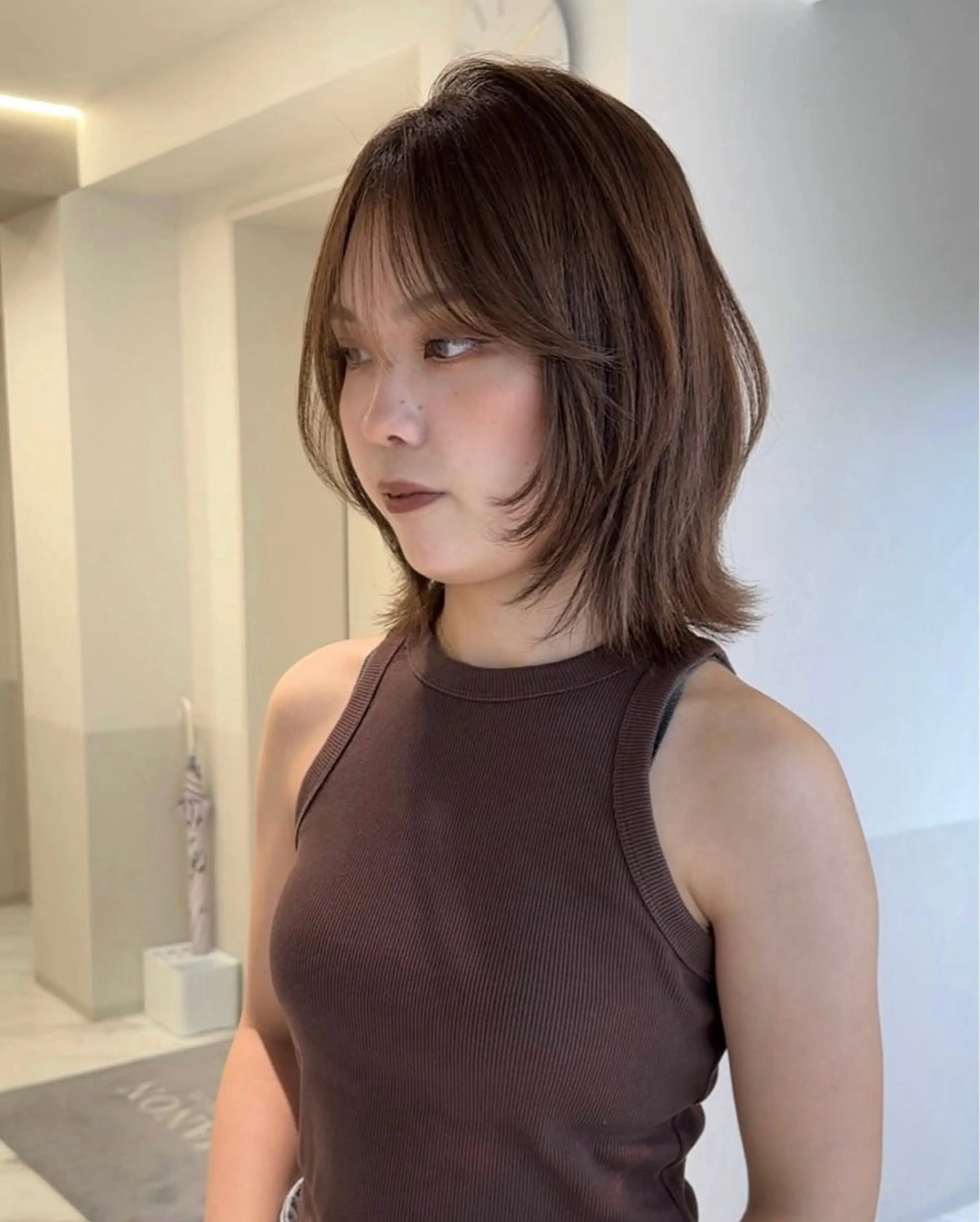 セミロング カラー layer bob /透明感カラーのヘアスタイル