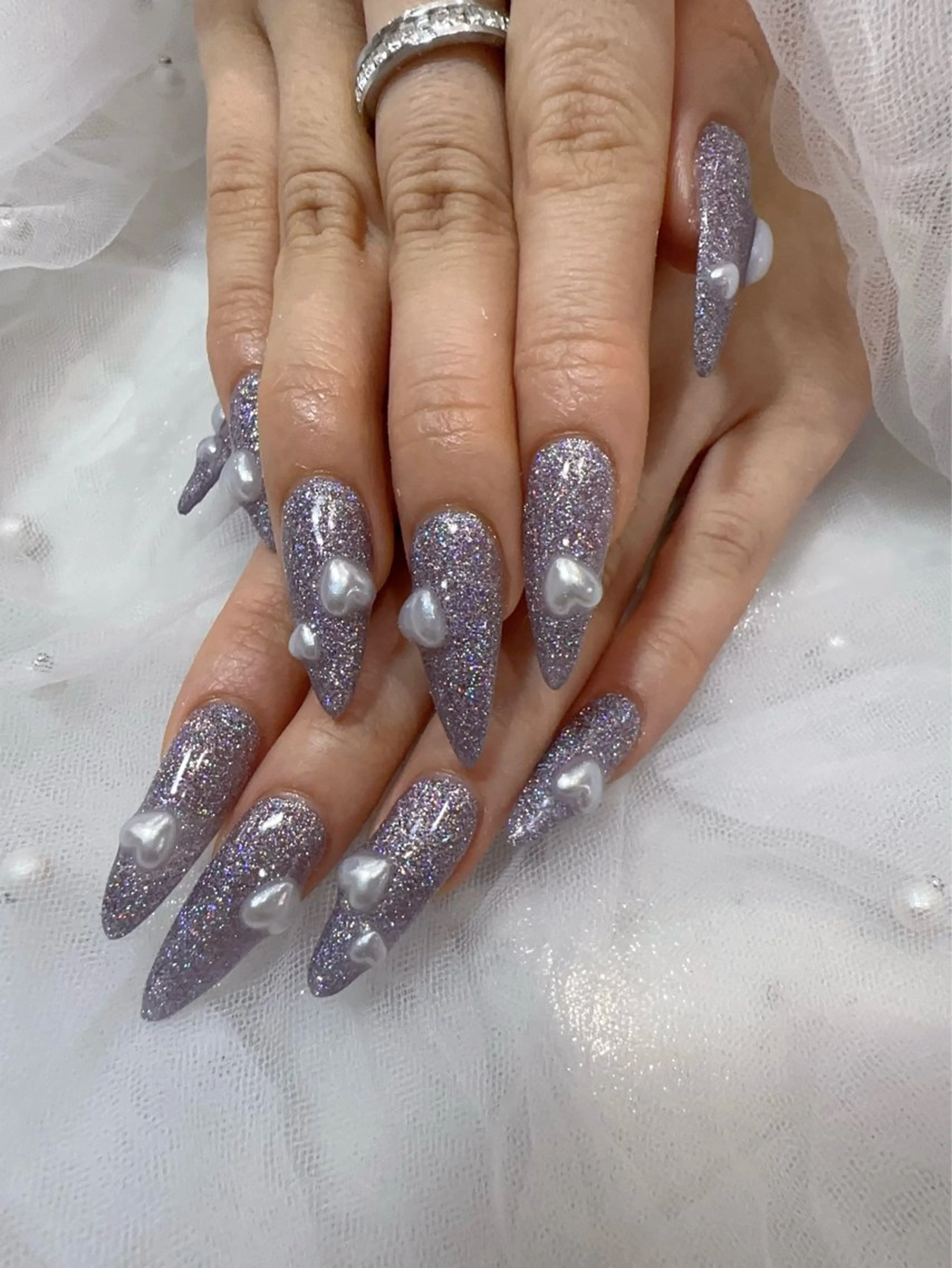 ネイル アートネイル フラッシュネイル フレンチネイル ジェルネイル ガラスフレンチ ハンドネイル You&Me Miyuのネイルデザイン