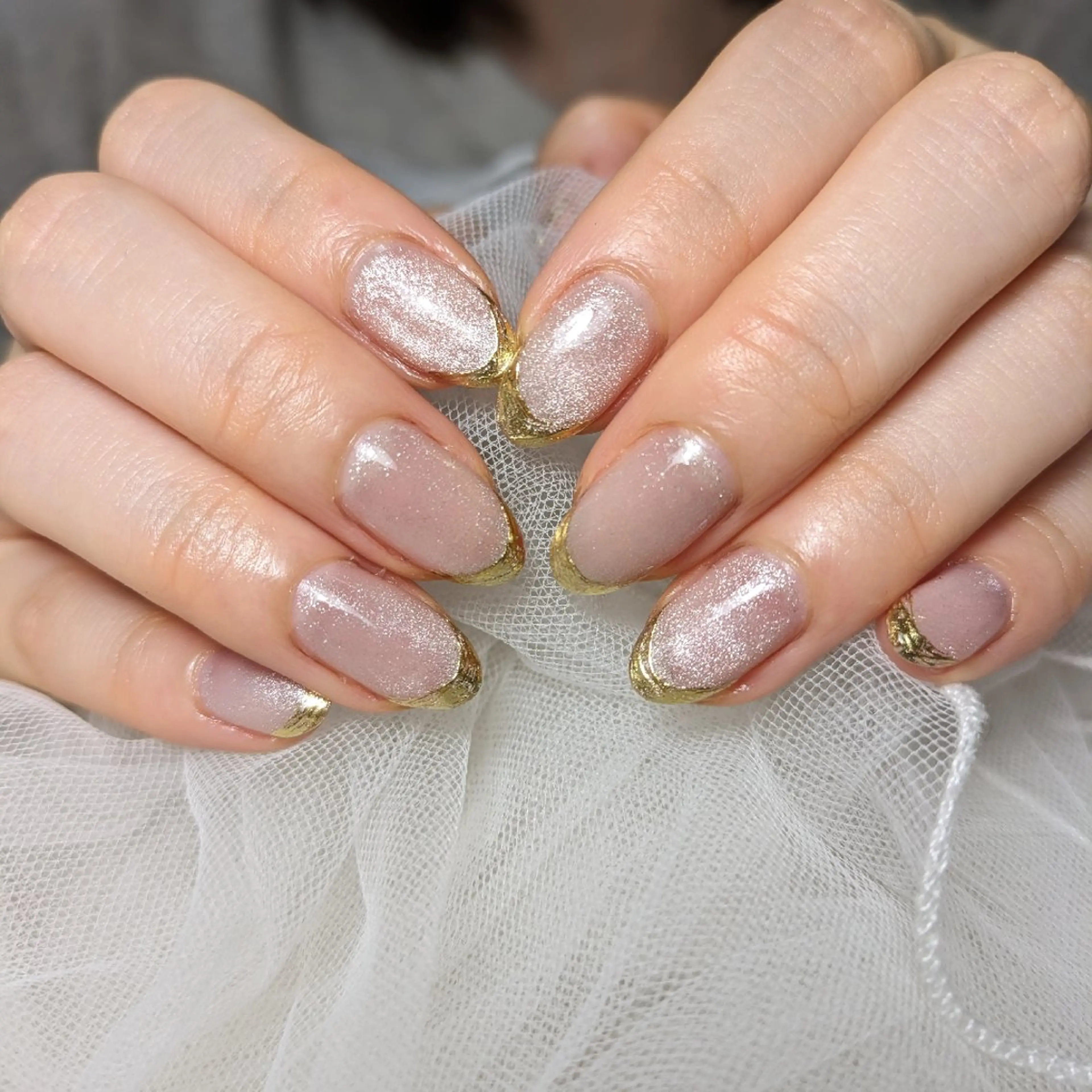 ネイル フレンチネイル マグネットネイル ミラーネイル ハンドネイル 門戸厄神プライベートサロンulunail所属・ulunail mikaのネイルデザイン