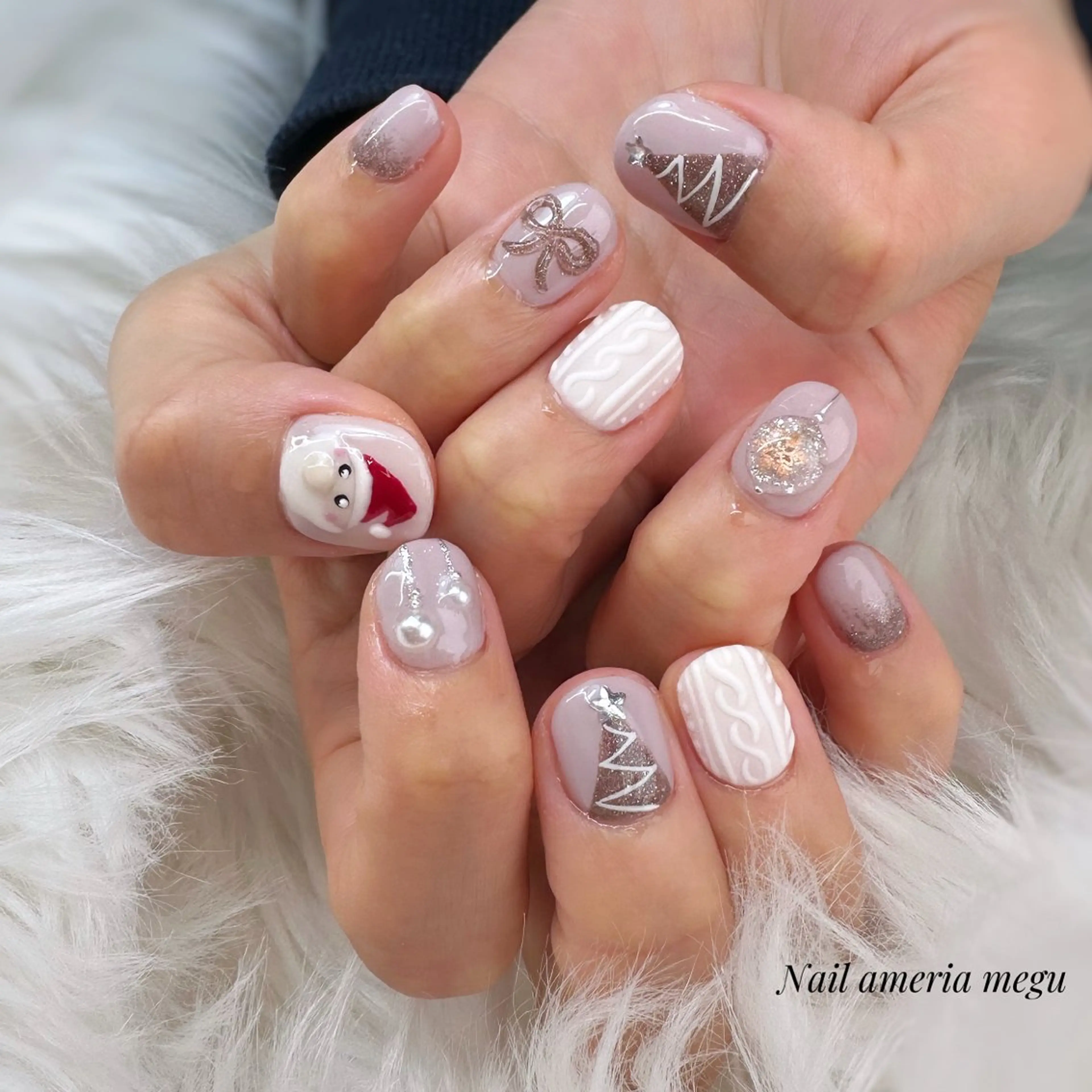ネイル アートネイル 冬ネイル クリスマス ハンドネイル Nail ameria megu所属・ameria meguのネイルデザイン
