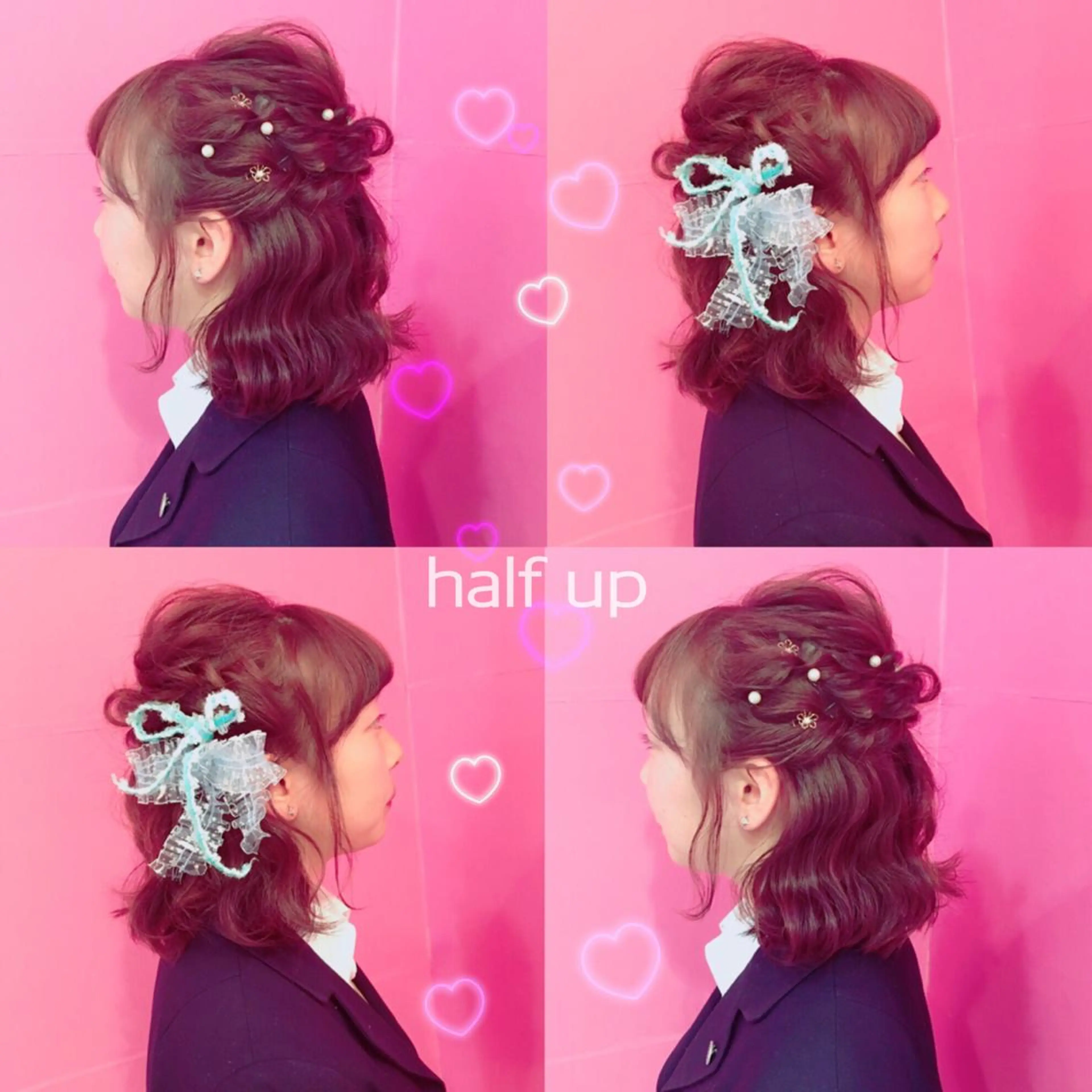 ミディアム ヘアアレンジ ハーフアップ ボブ LiNA🌿藤原 茉莉花のマツエク・マツパデザイン