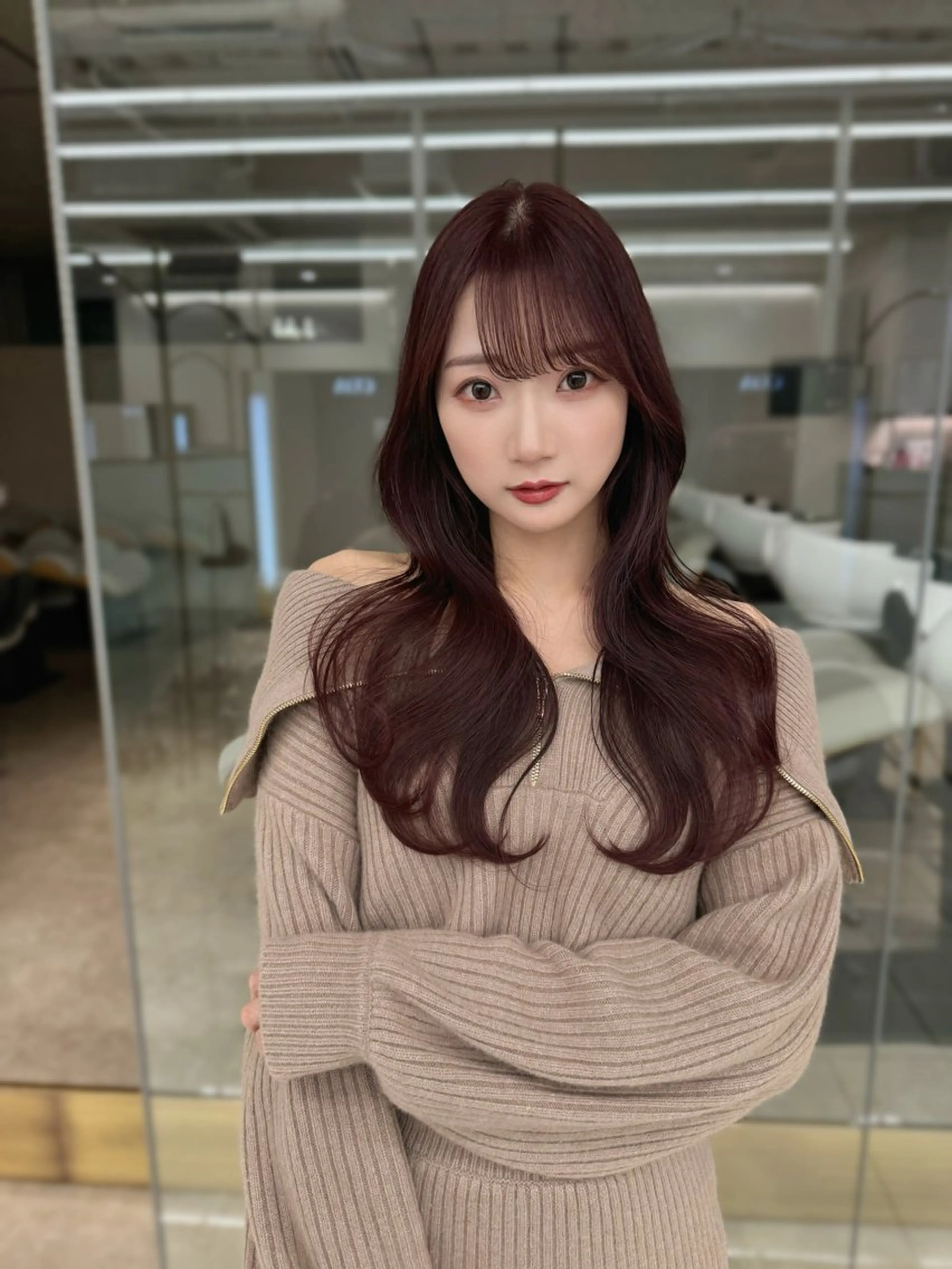 ロング カラー カット ヘアカラー トリートメント COA GINZA 空也/前髪/顔まわりのヘアスタイル