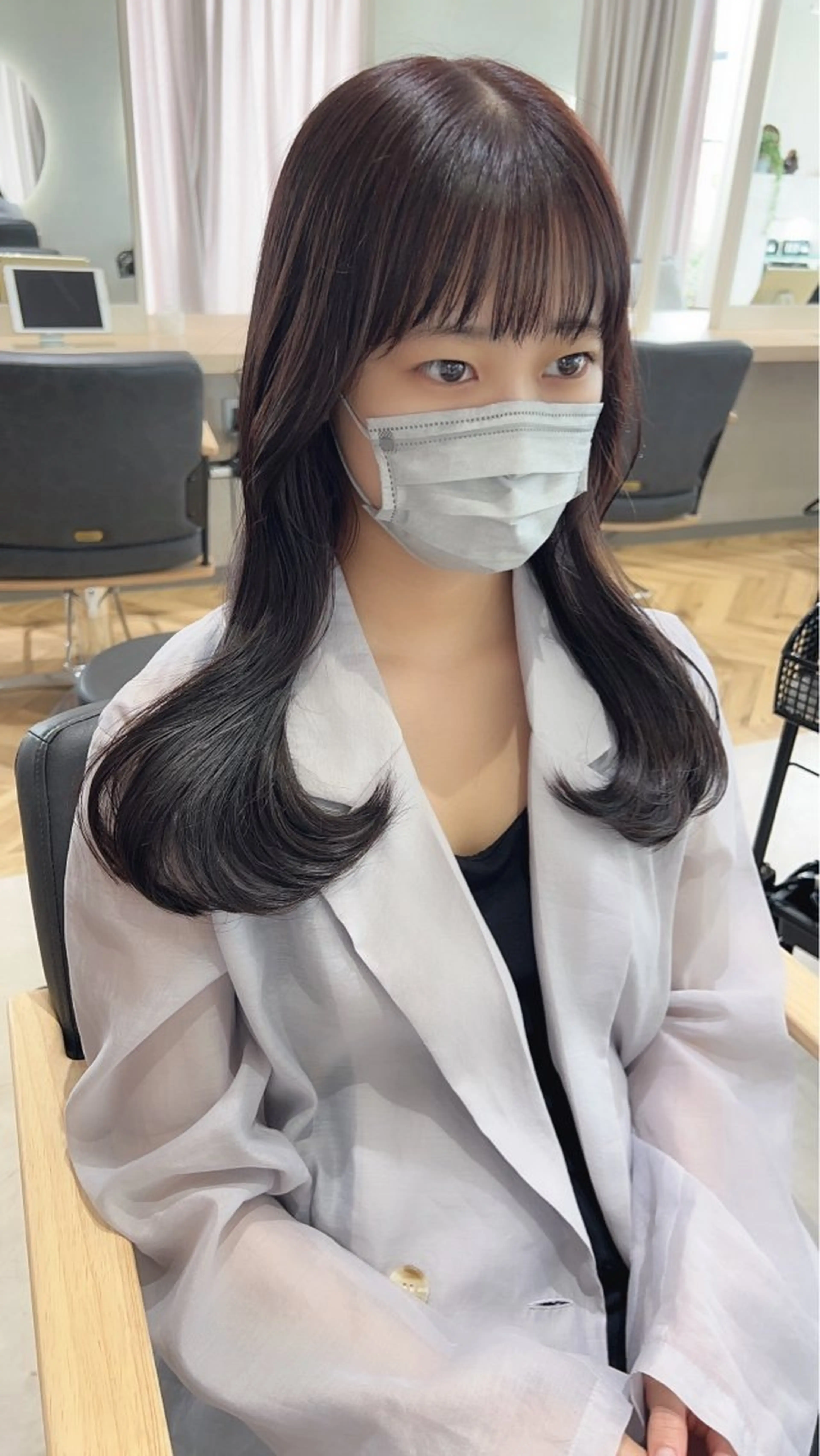 ロング カラー くびれヘア 髪質改善 韓国風ヘア カット ヘアカラー トリートメント 韓国🇰🇷レイヤー おくれ毛/顔まわりのヘアスタイル