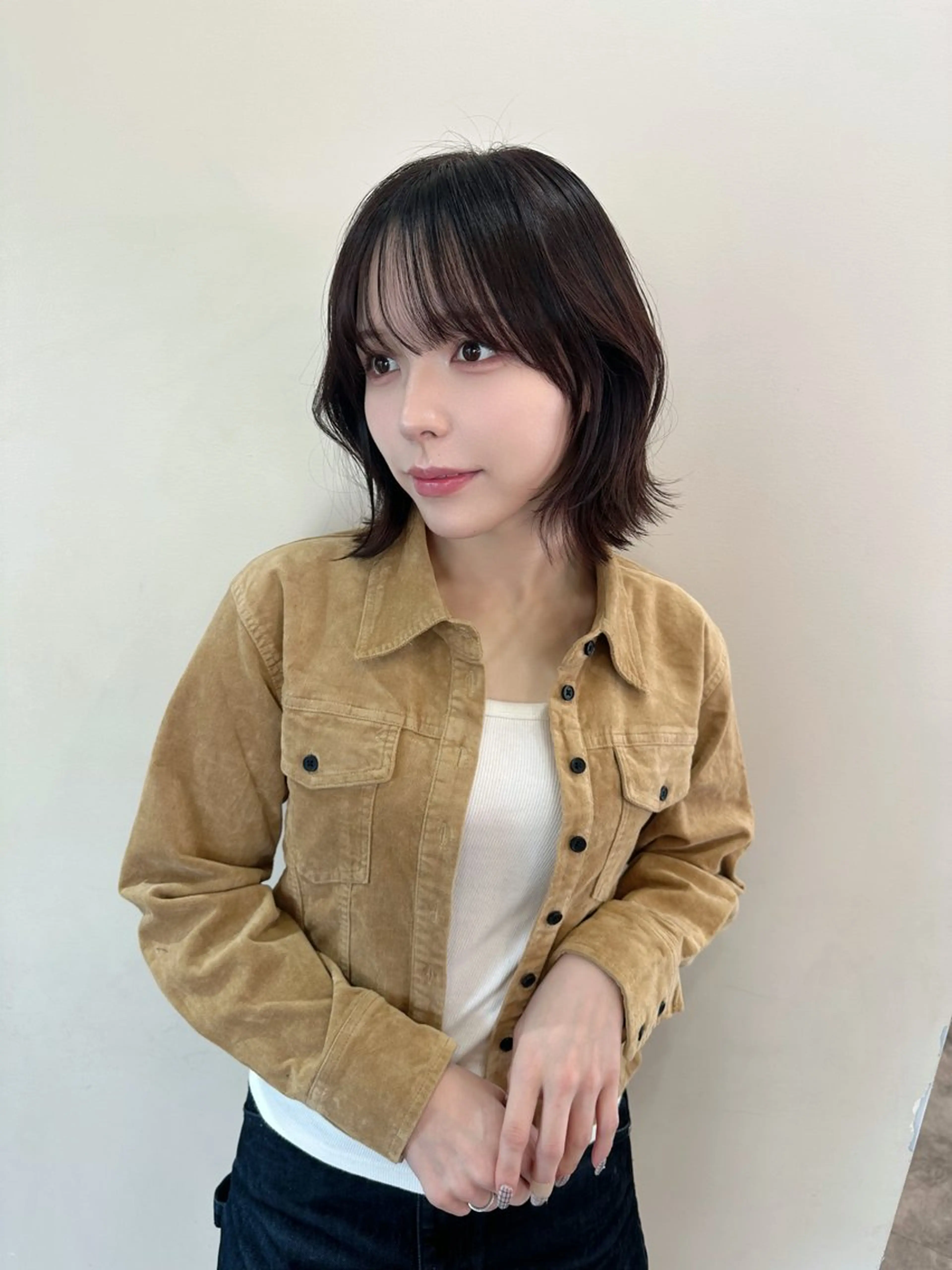 ミディアム ボブレイヤー ボブ くびれヘア くびれレイヤー レイヤーカット 鎌倉 彩のヘアスタイル