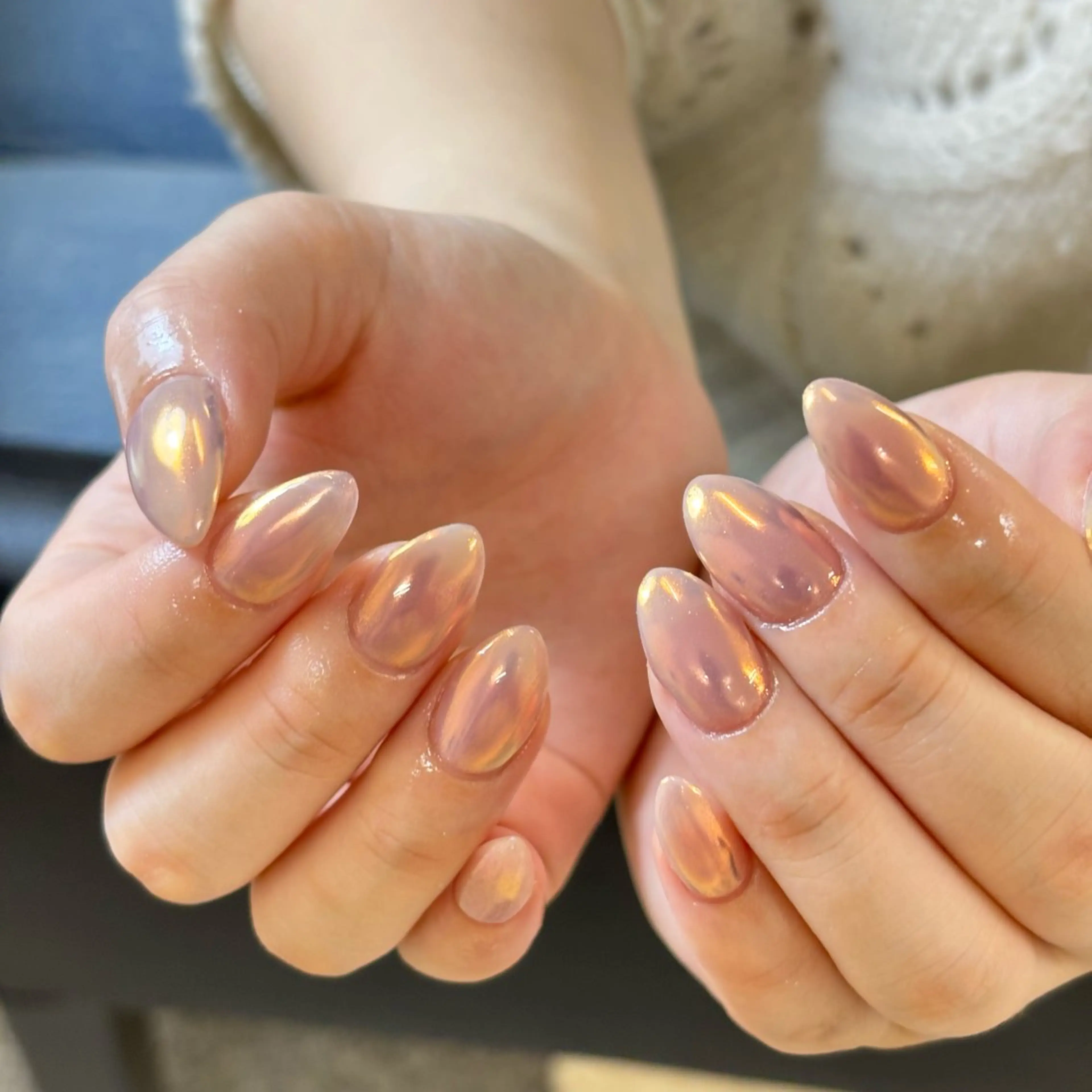 ネイル アートネイル フレンチネイル ジェルネイル ガラスフレンチ 韓国ネイル ハンドネイル Kitty ^のネイルデザイン