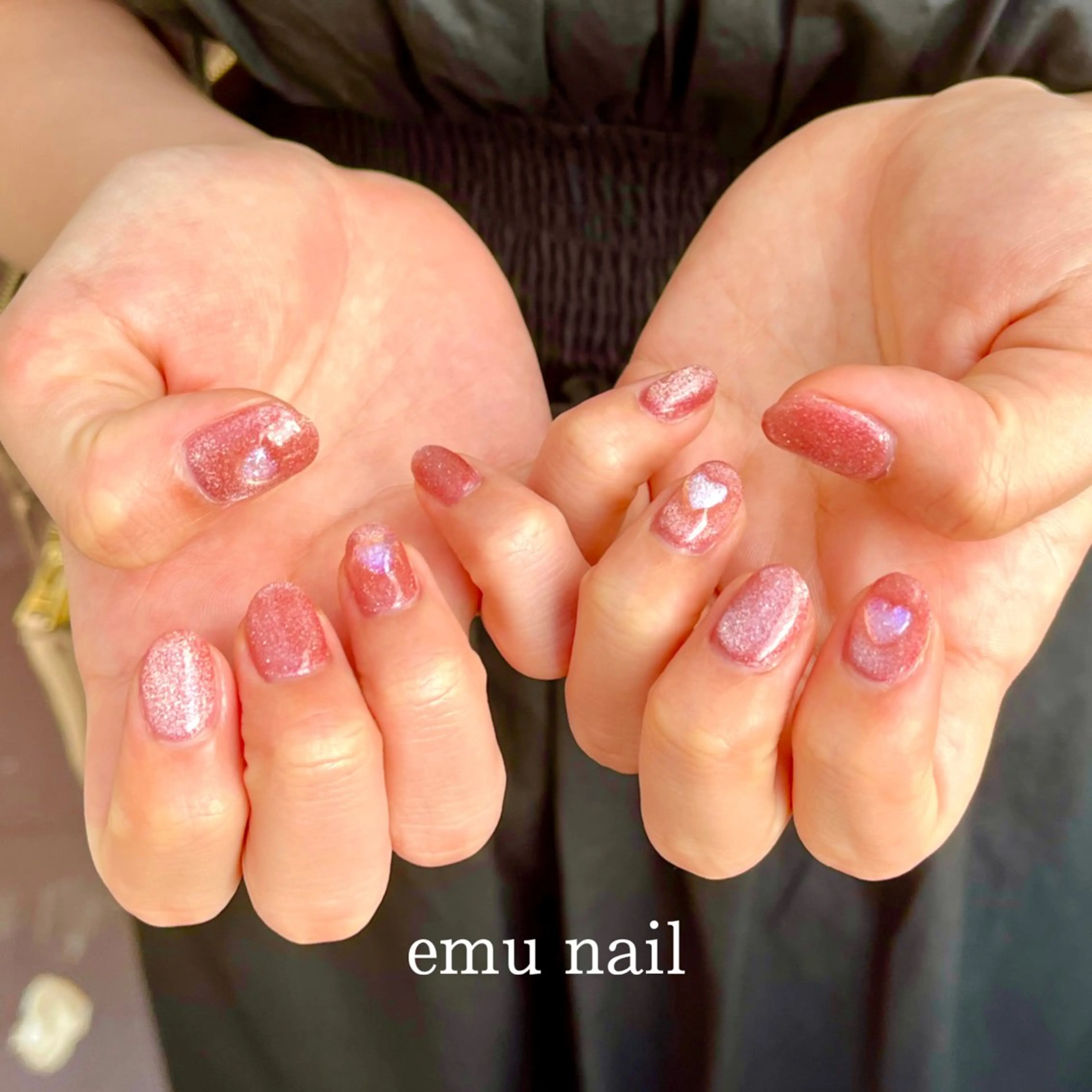 ネイル ハート ぷっくりネイル emu nail yuのネイルデザイン