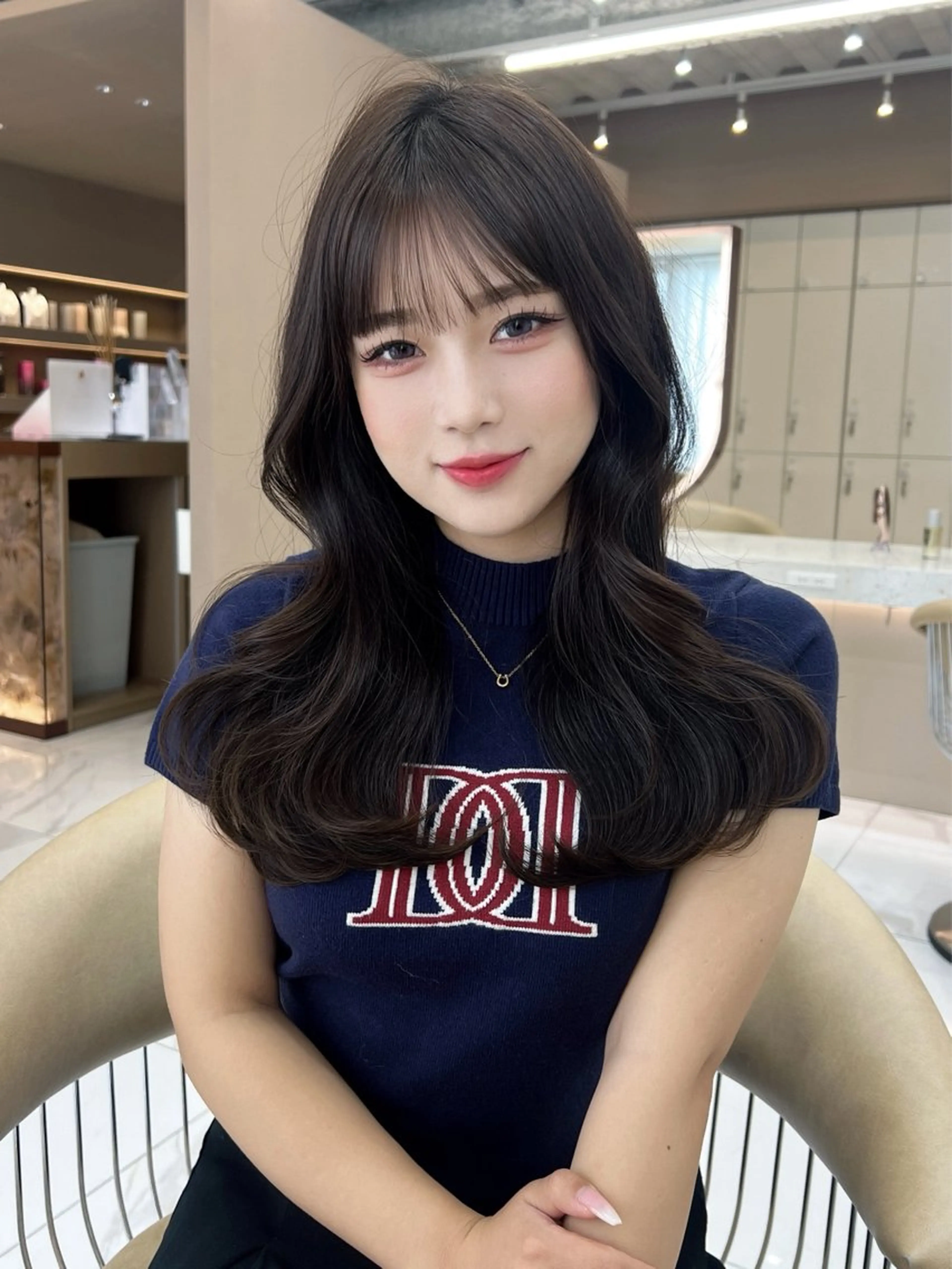 セミロング カット ヘアカラー トリートメント レイヤー/縮毛 透明感カラー松沢州途のヘアスタイル