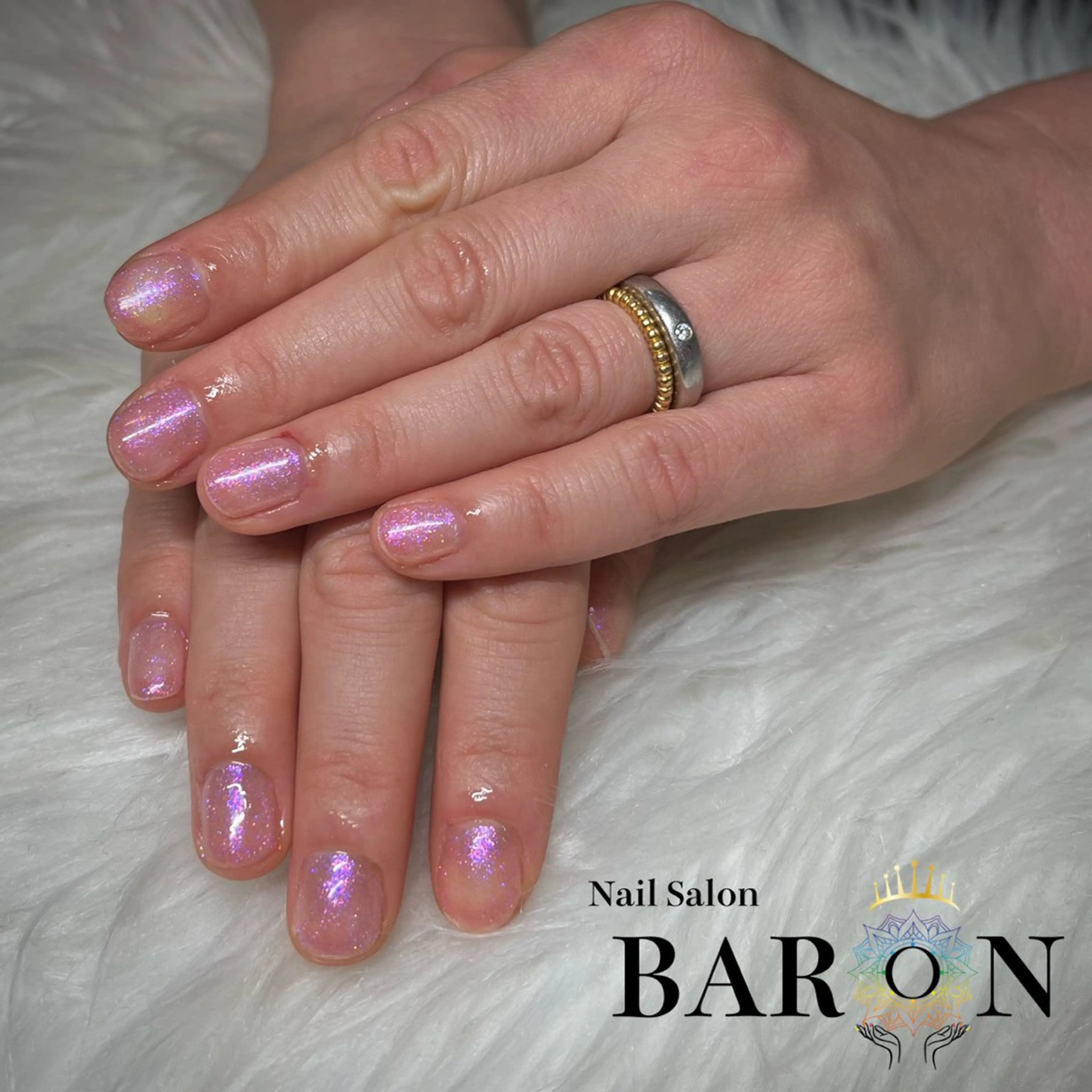 ネイル ラメ(グリッター) マグネットネイル ピンク ハンドネイル ☆SAKI☆ BARON 店長のネイルデザイン