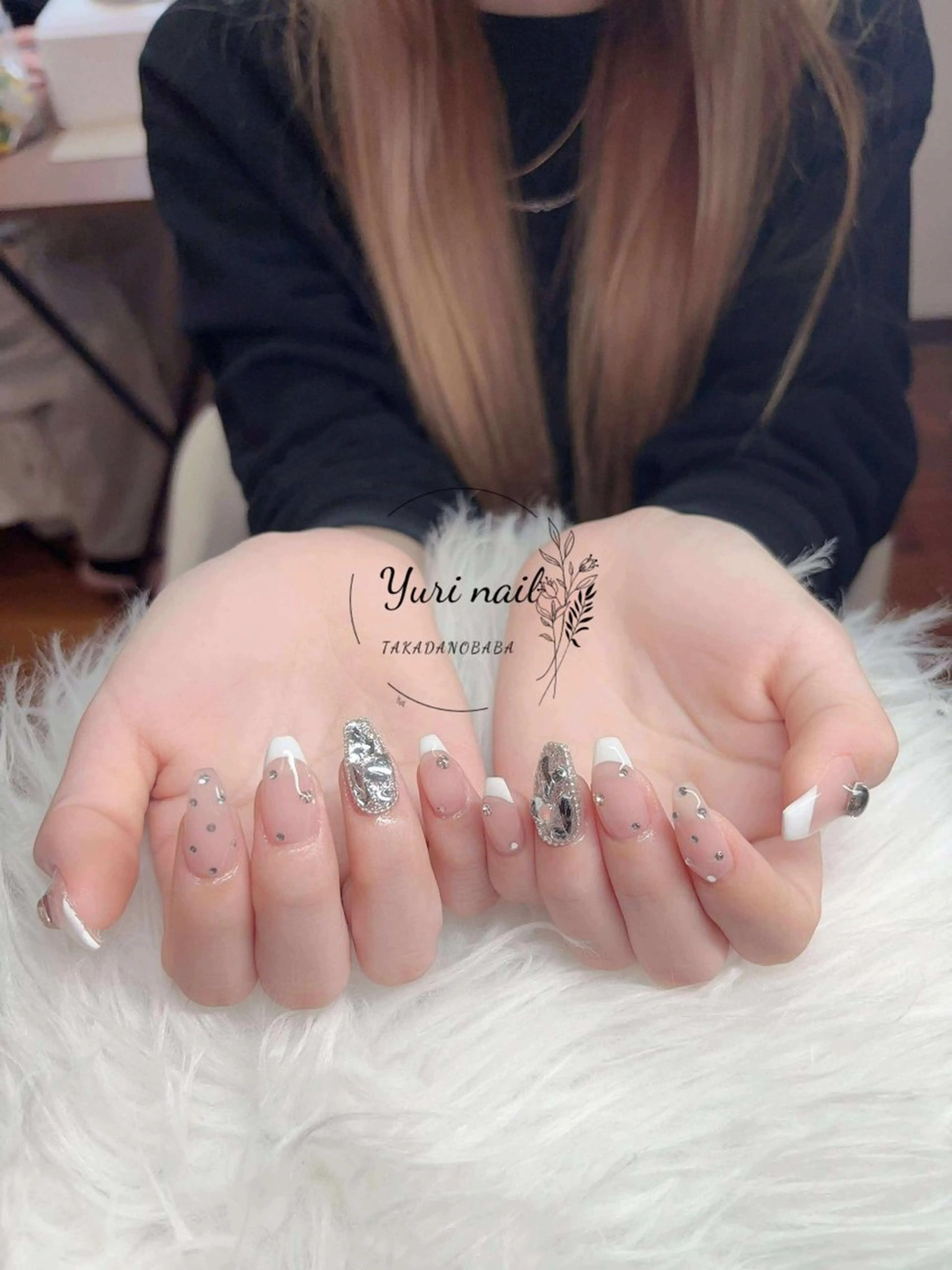 ネイル ボルドー ブラウン チークネイル ドット フットネイル ハンドネイル yurinail所属・yuri nail 高田馬場のネイルデザイン