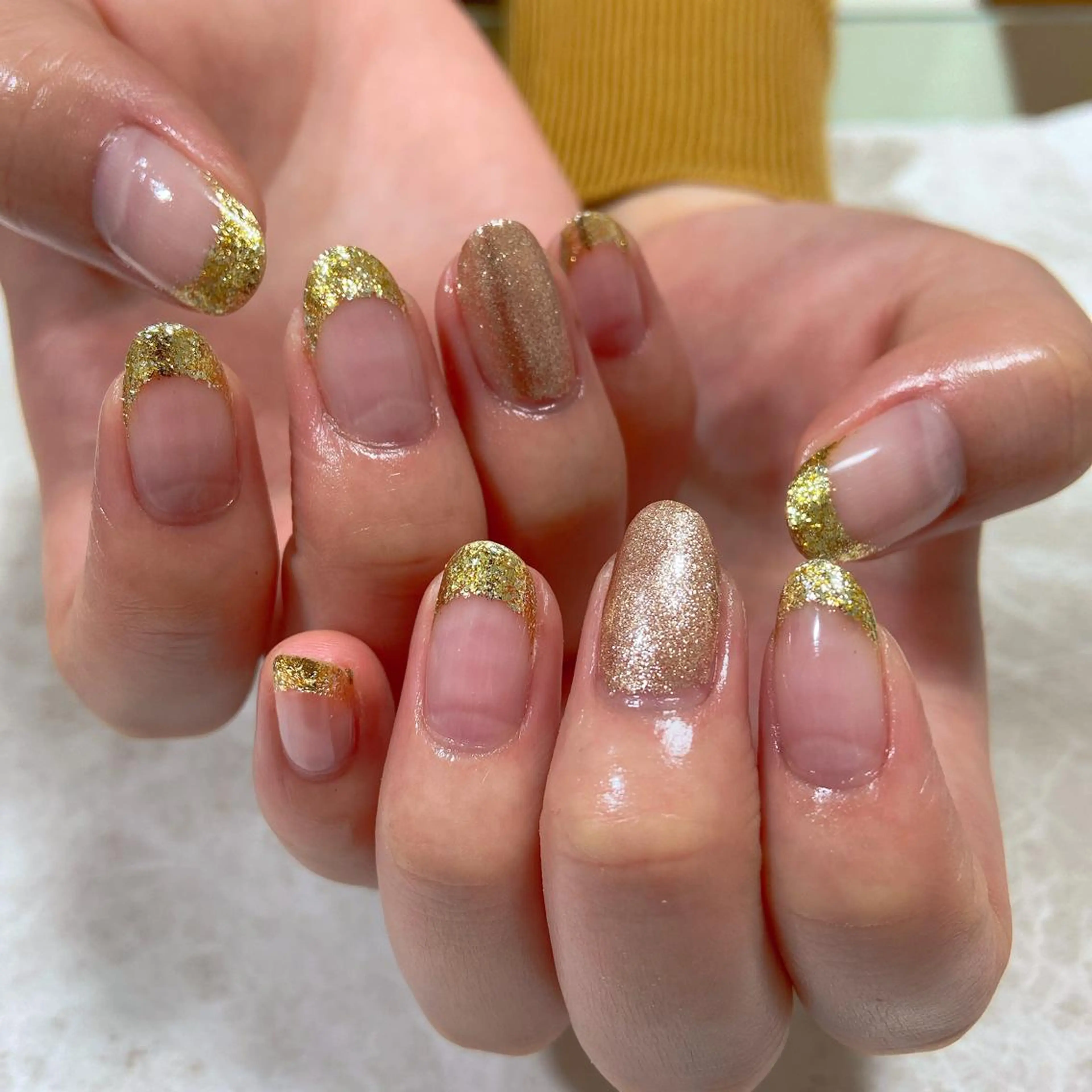 ネイル フレンチネイル ラメ(グリッター) Lokahi NAILのネイルデザイン