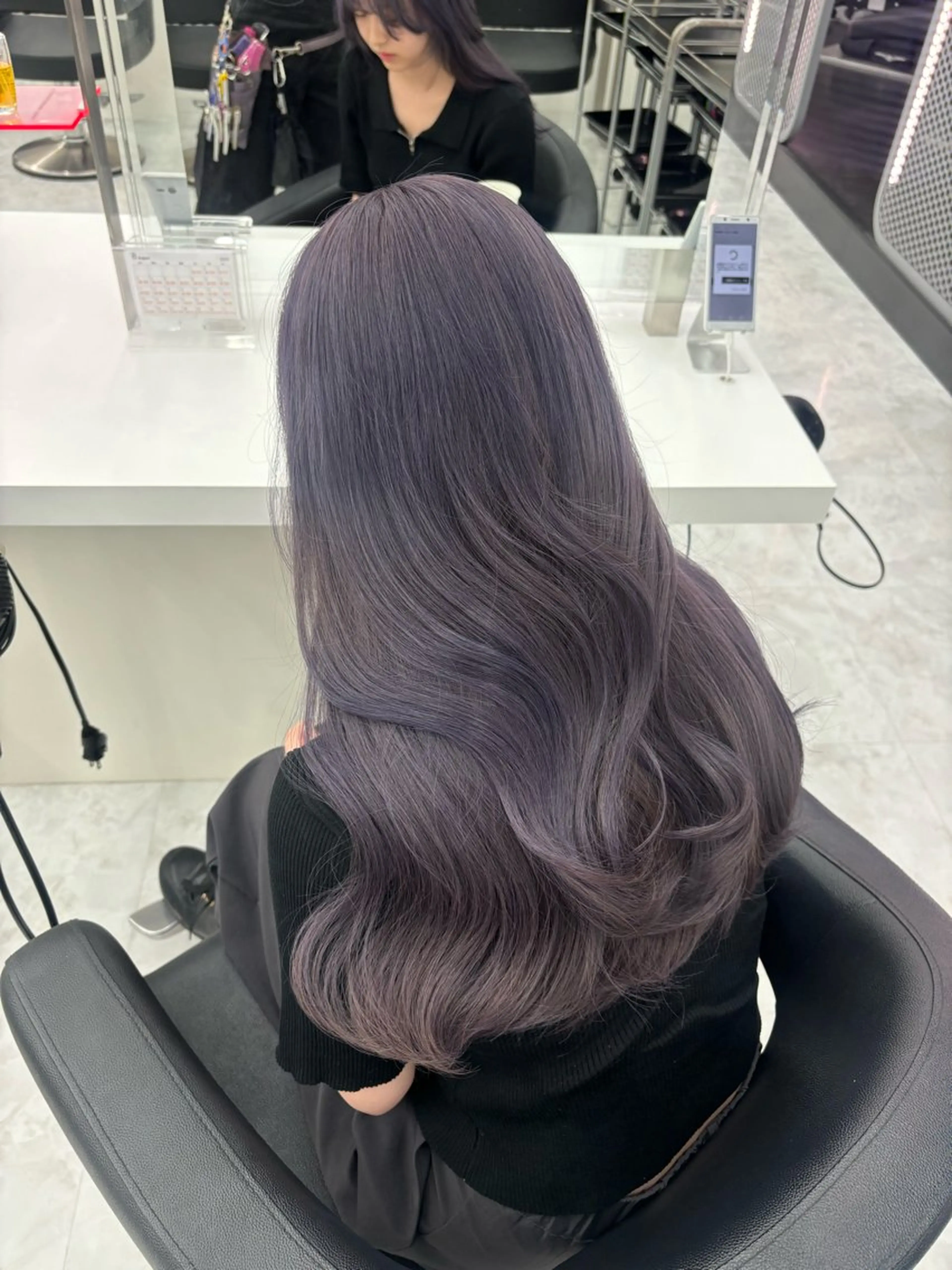 ロング カラー ヘアカラー トリートメント ヘッドスパ 韓国レイヤー ハッシュカットのヘアスタイル