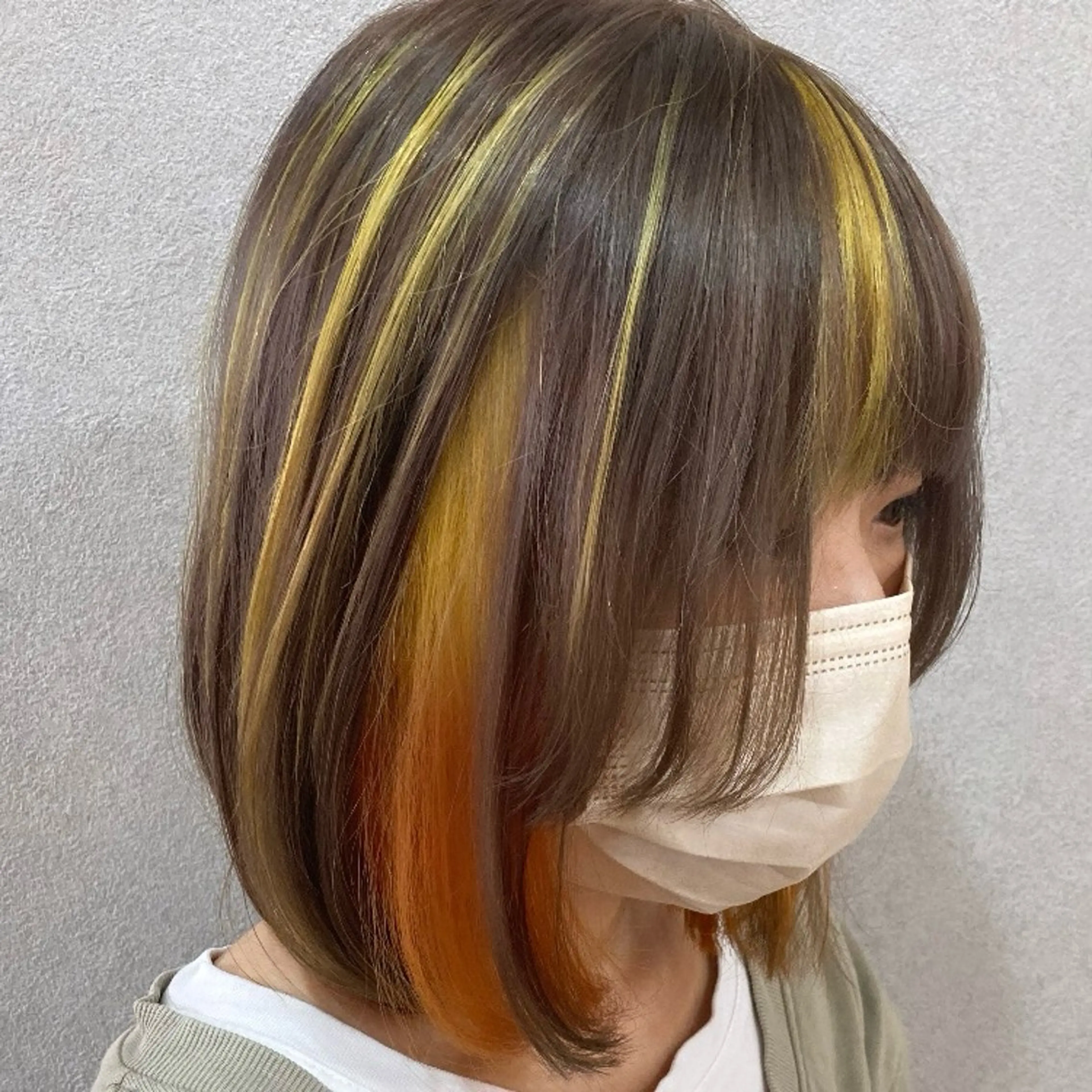 ミディアム カラー ブリーチ オレンジ イエローカラー ヘアカラー 前田 知輝のヘアスタイル