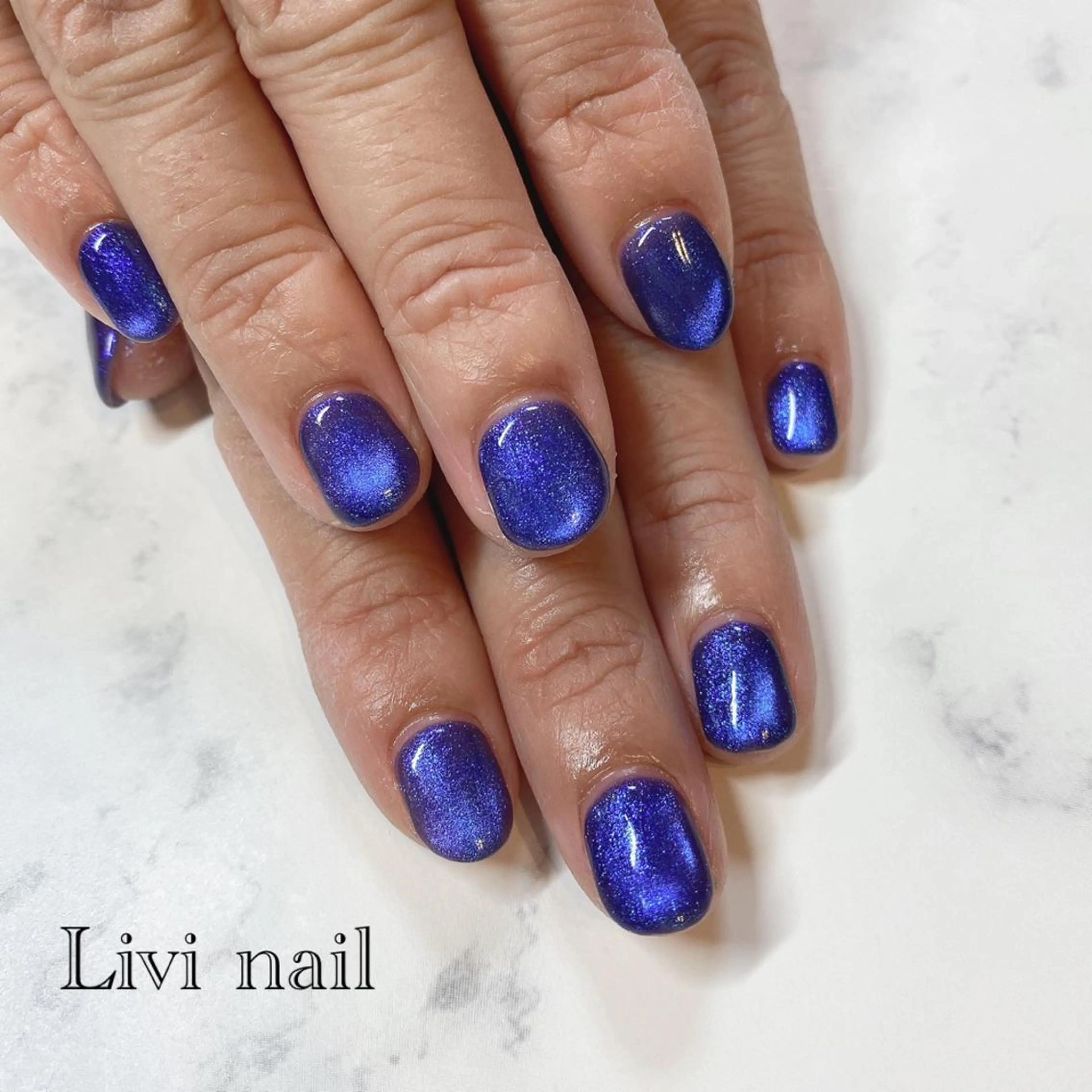 ネイル ブルー マグネットネイル パープル nailsalon eplusのネイルデザイン