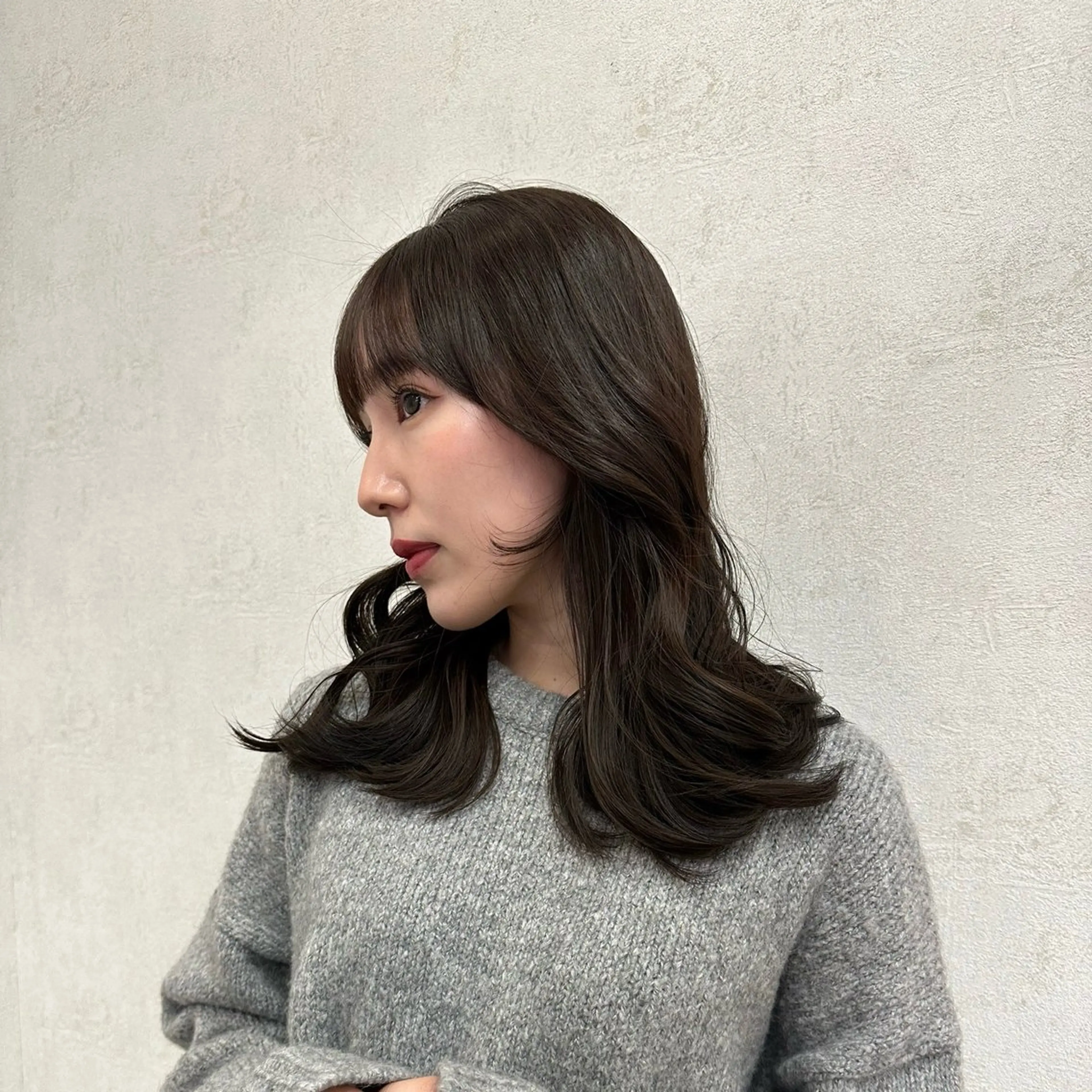 セミロング カラー 艶カラー/縮毛矯正 /韓国ヘア/はるたのヘアスタイル