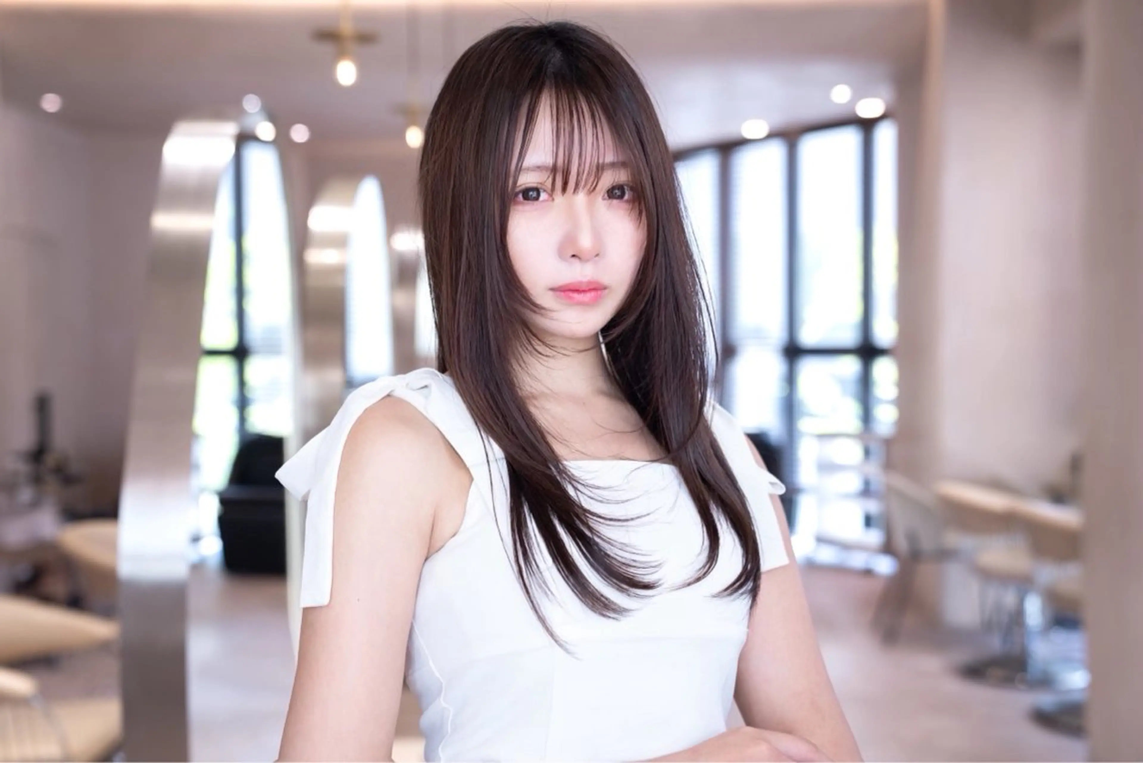 セミロング カラー ヘアアレンジ 新宿/透明感カラー くびれヘア/SAYAのヘアスタイル