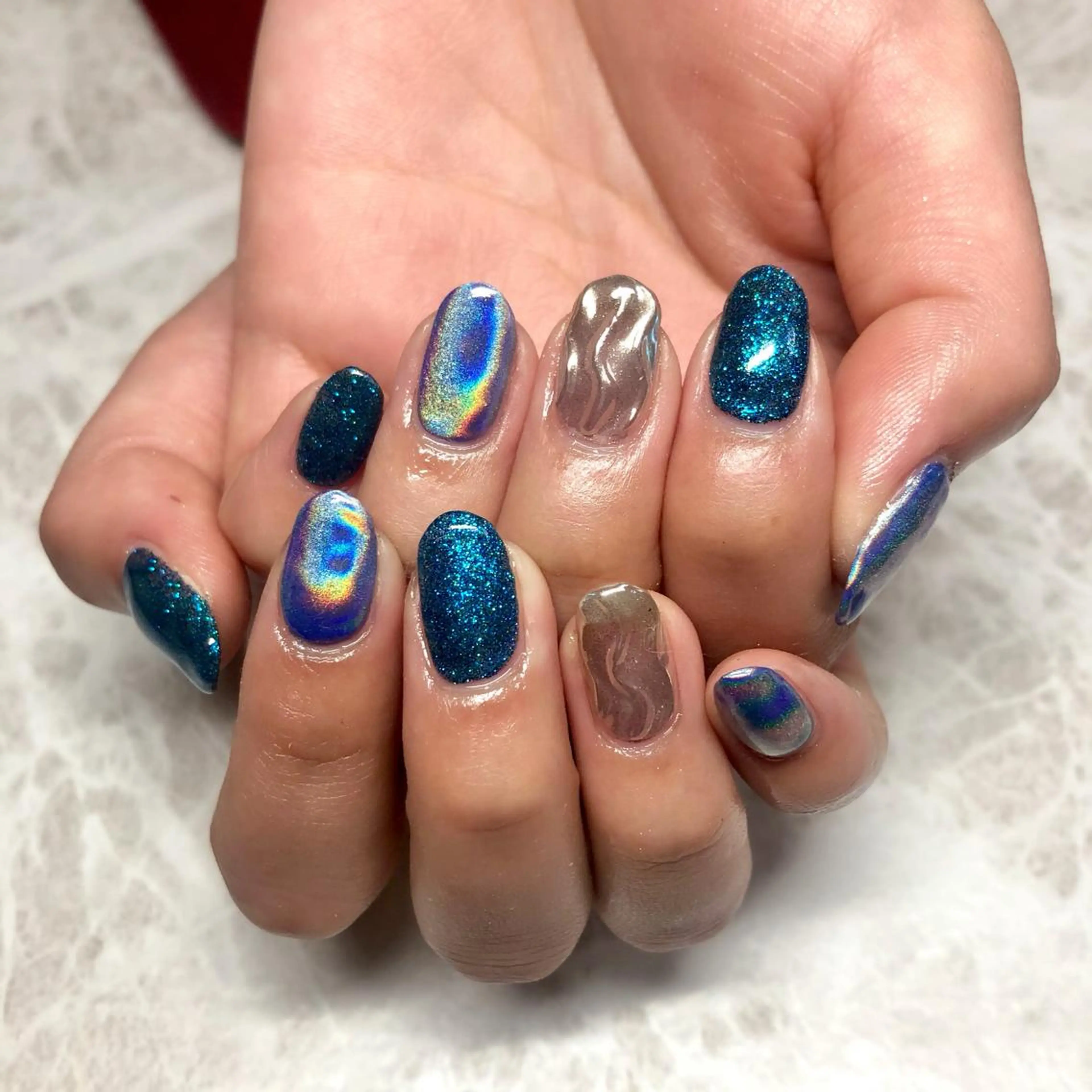 ネイル ブルー ラメ(グリッター) luana nailのネイルデザイン