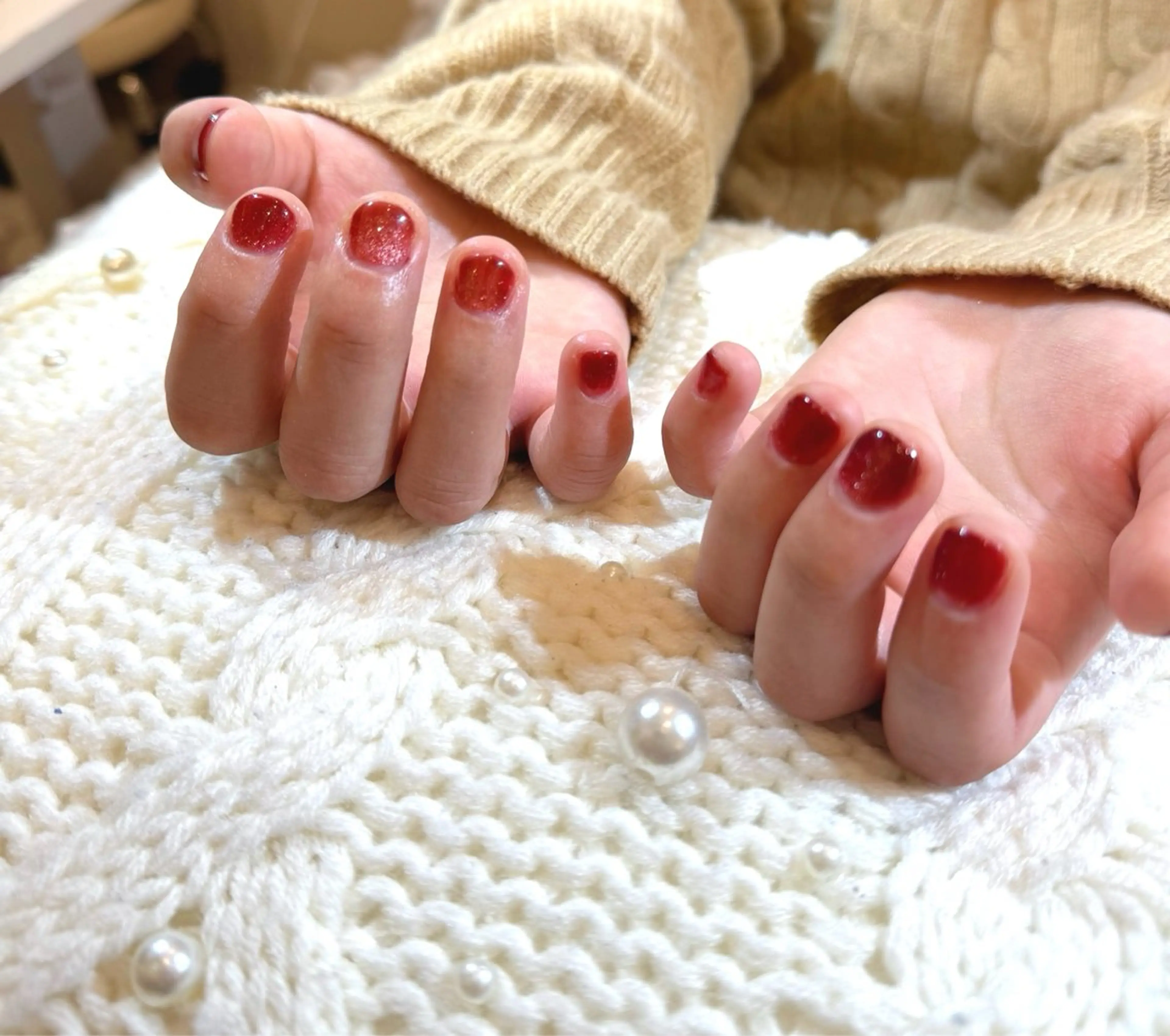 メンズ ネイル ジェルネイル マグネットネイル メンズネイル 赤色 マイムネイル所属・MIMnail Jr ネイリストのネイルデザイン