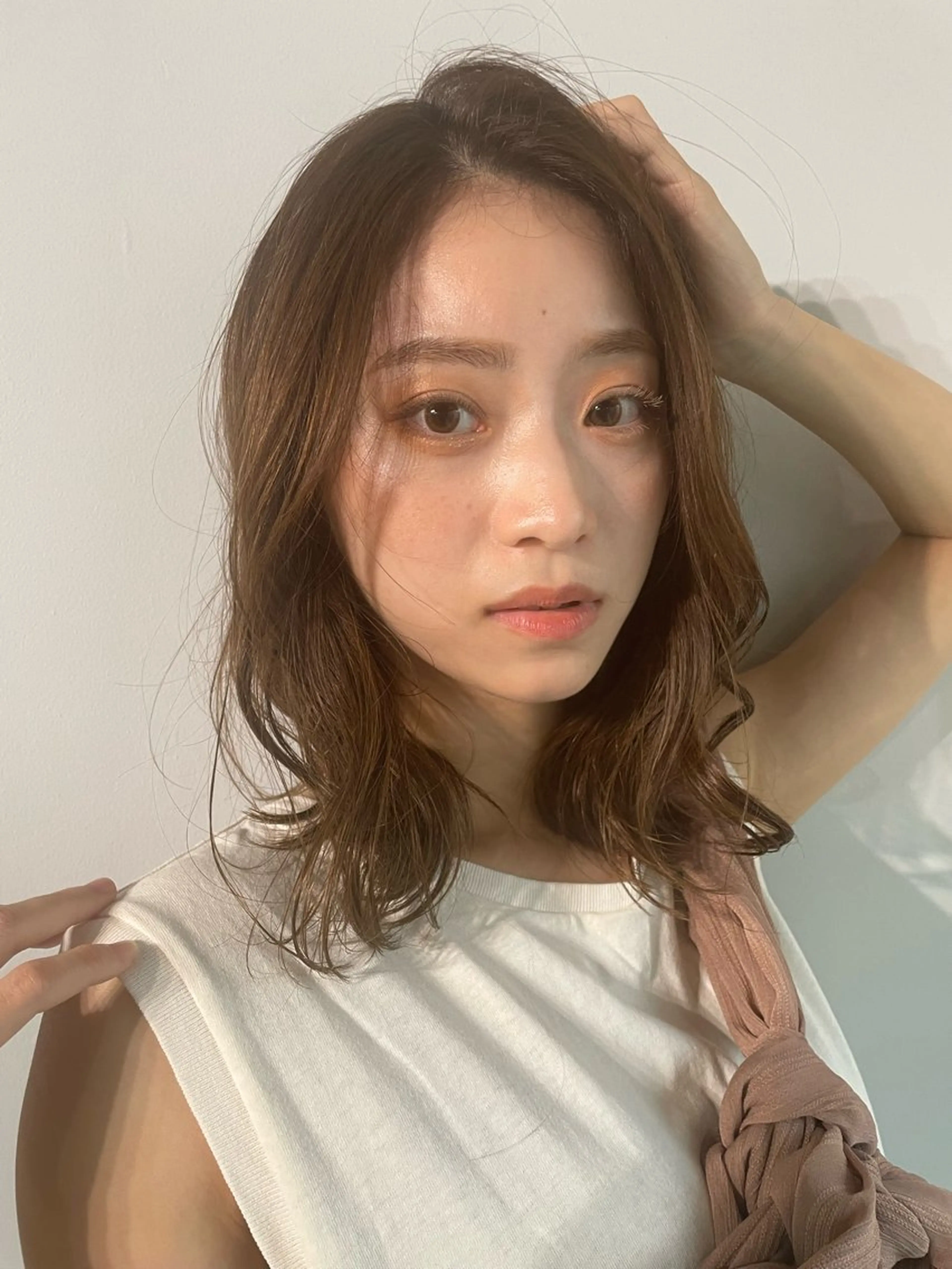 セミロング カラー ヘアアレンジ カット ヘアカラー トリートメント レイヤーカット/艶 カラー/SHISEIのヘアスタイル