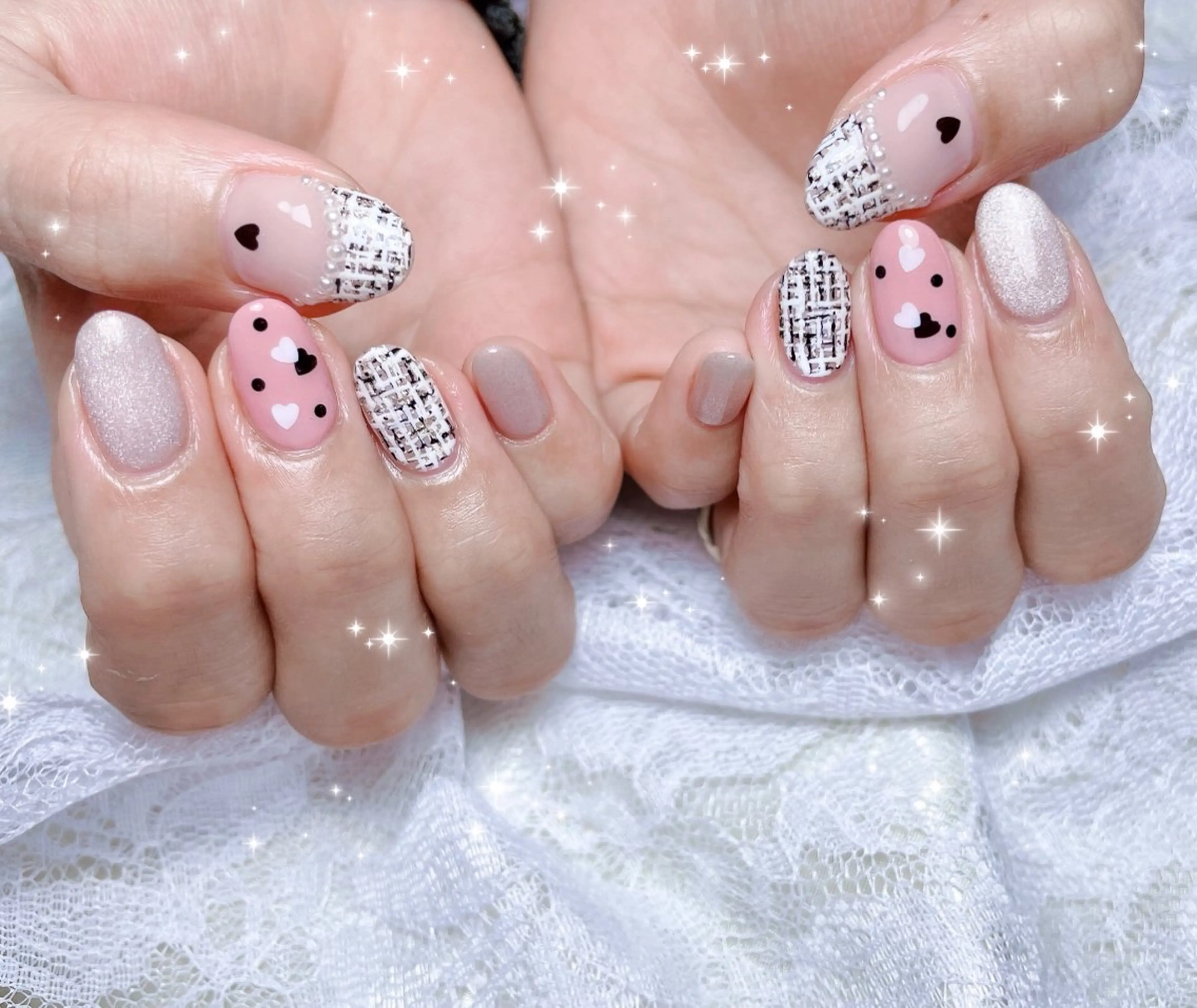 ネイル ホログラムネイル マグネットネイル ツイードネイル ハンドネイル FLARE NAIL フレアネイルのネイルデザイン
