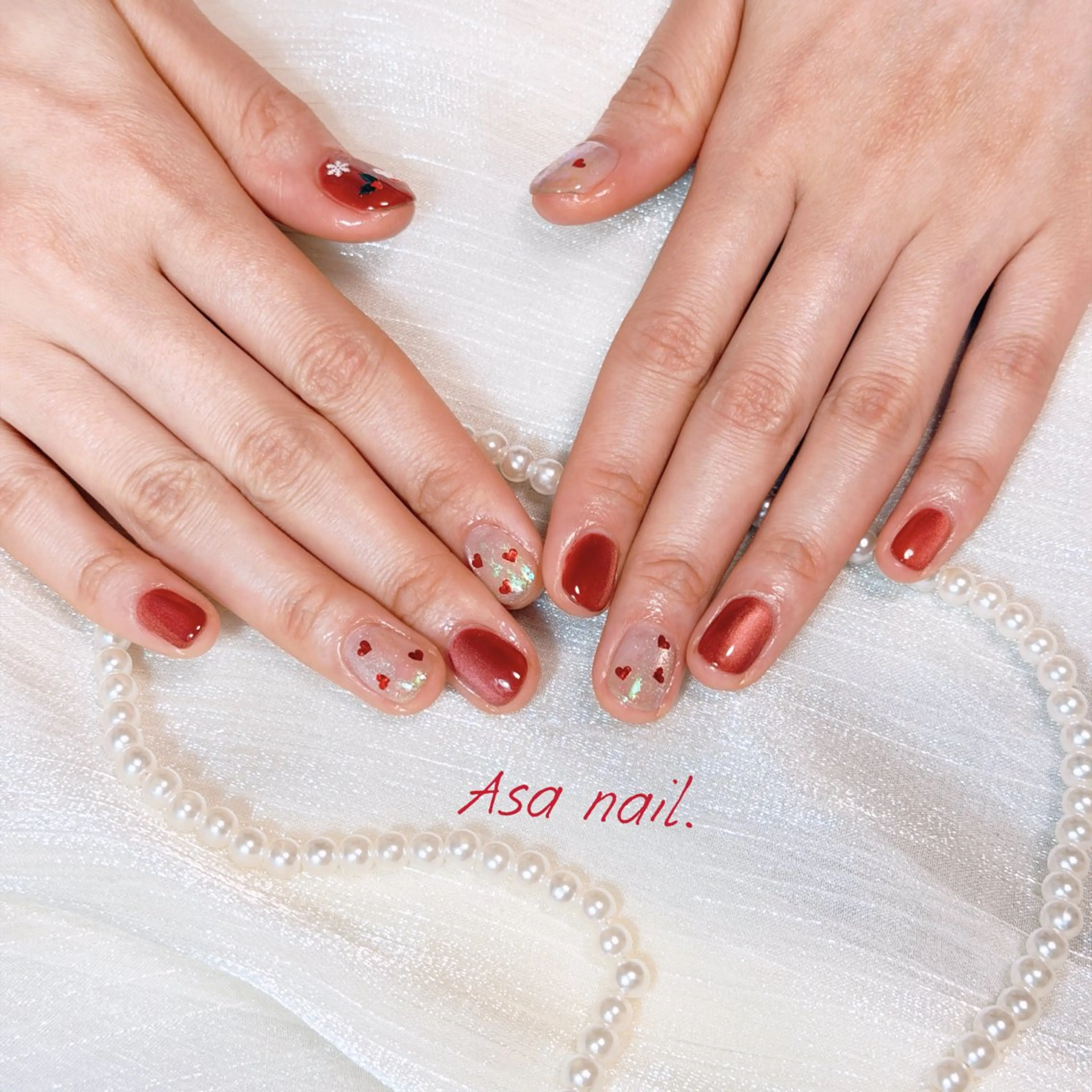 ネイル ジェルネイル マグネットネイル 冬ネイル クリスマス Asa Nail 亀戸 平井のネイルデザイン