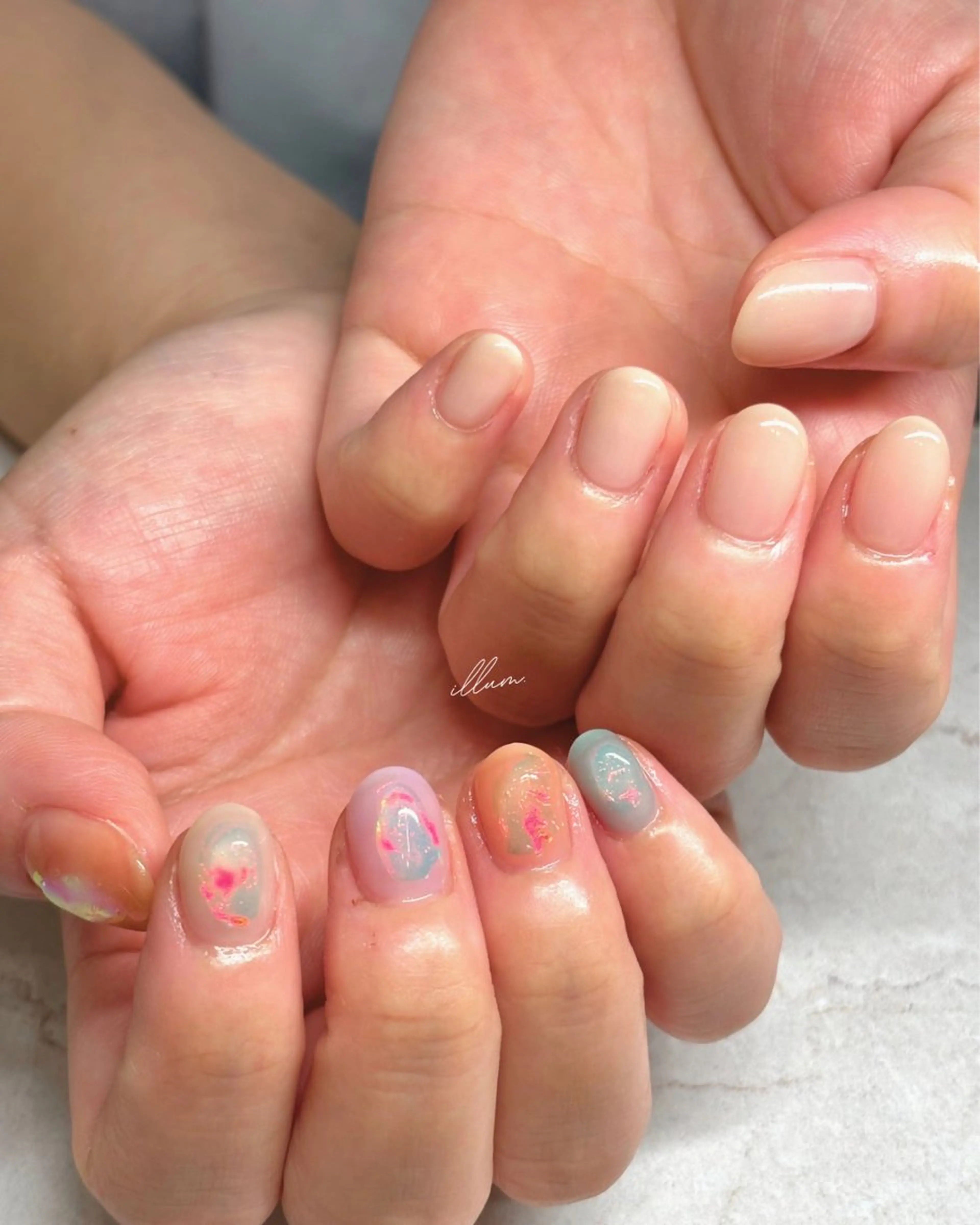 キッズ ネイル ジェルネイル マグネットネイル ミラーネイル ニュアンスネイル オフィスネイル ハンドネイル illum hicariのネイルデザイン