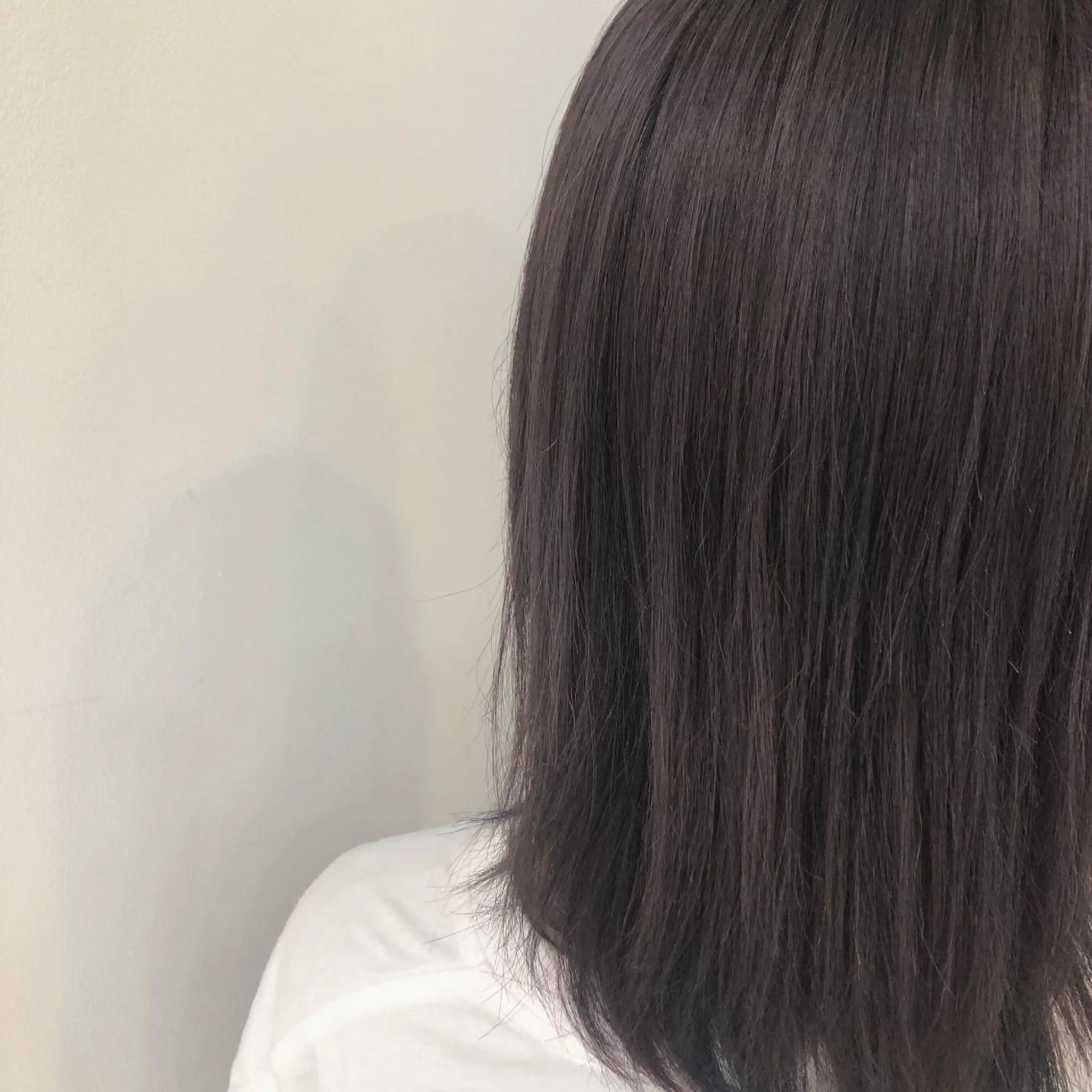 セミロング カラー アッシュ パープルカラー パープルアッシュ 岩﨑 美桜のヘアスタイル