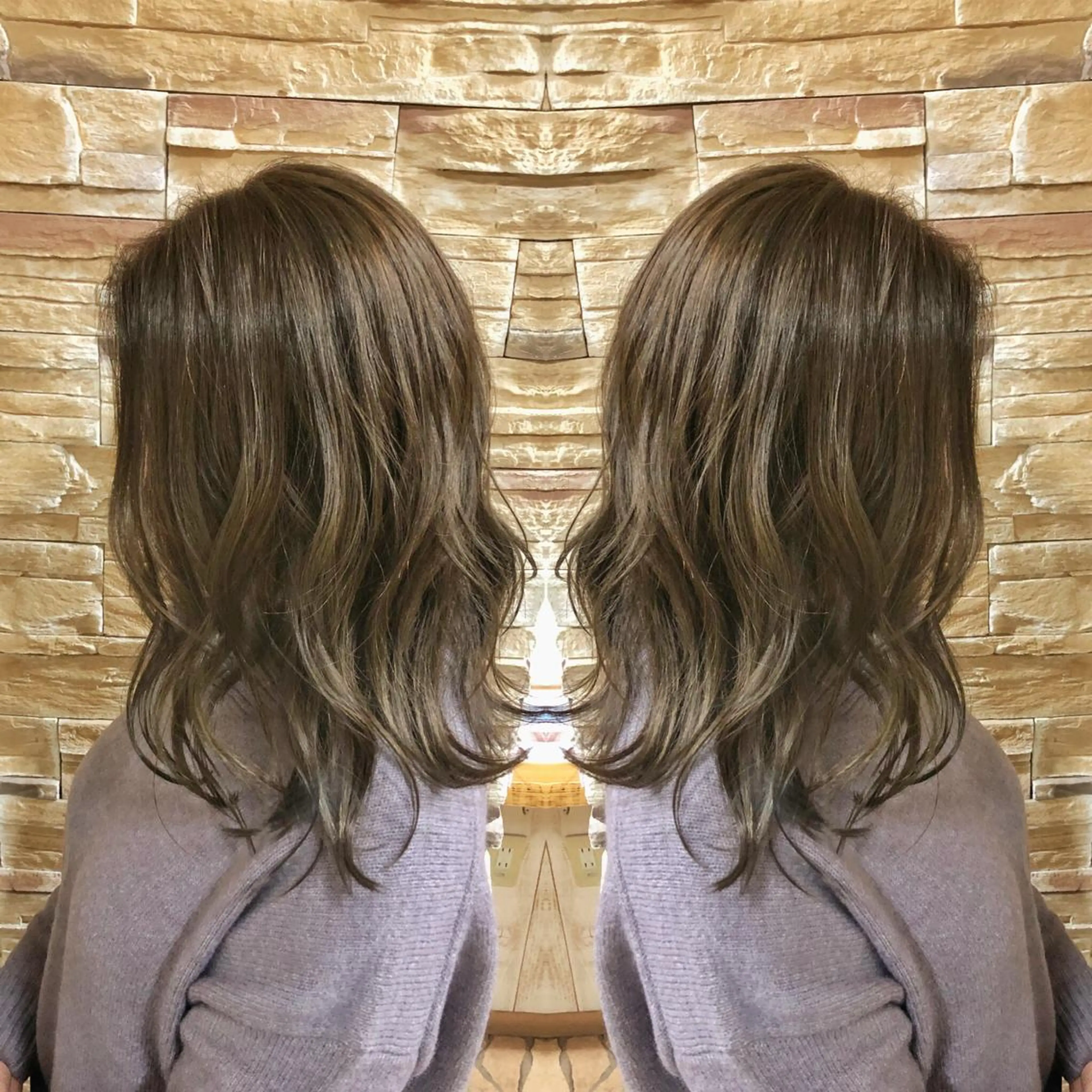 セミロング カラー アディクシーカラー ブロンド グレージュ ハイライトカラー ハイライト ヘアカラー Hair salon Reflet所属・Reflet ルフレ KIMOTOのヘアスタイル