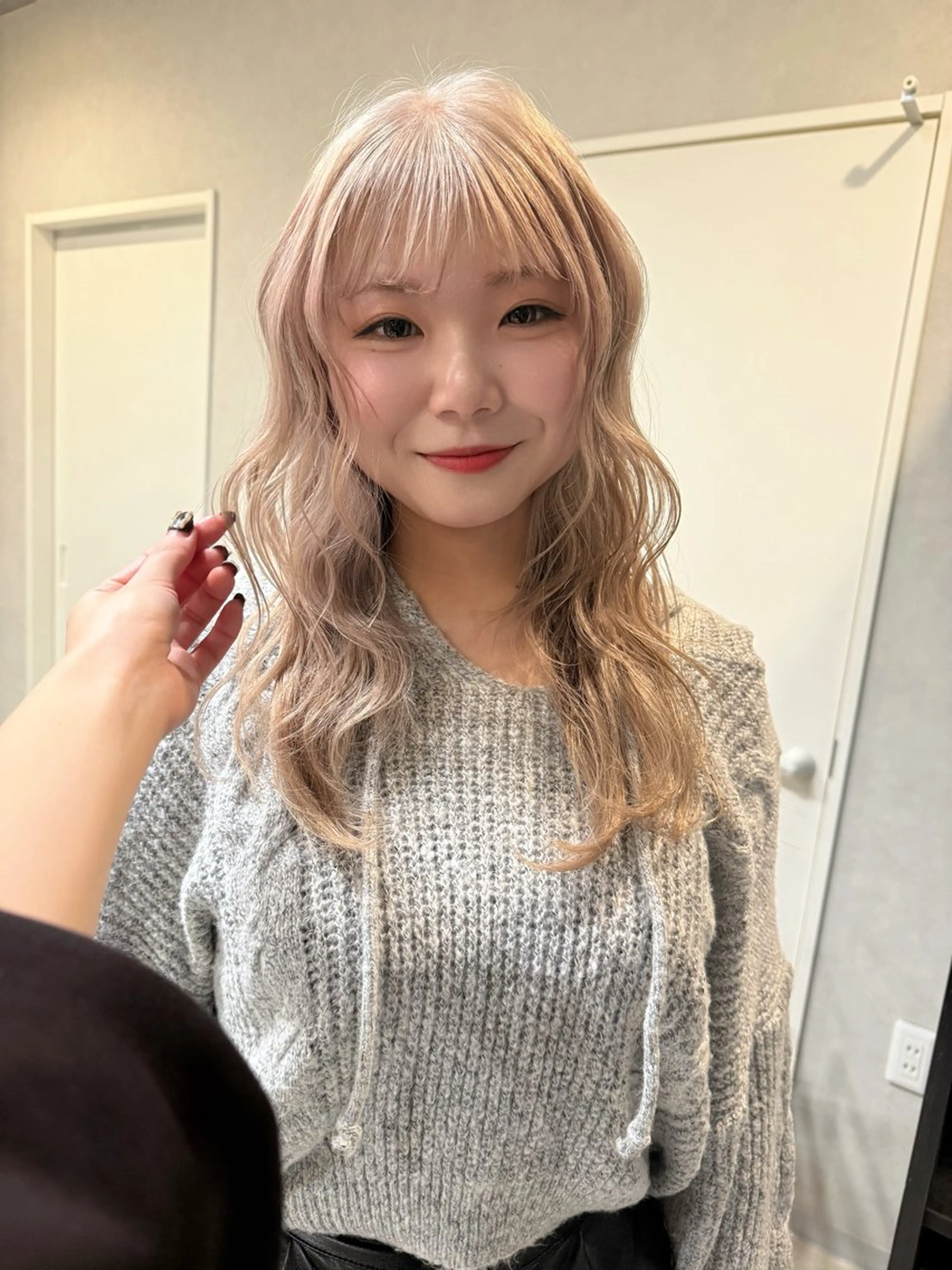 ミディアム カラー ブロンド ホワイトブロンド ヘアカラー 透明感カラー/ボブ misaki °＊のヘアスタイル
