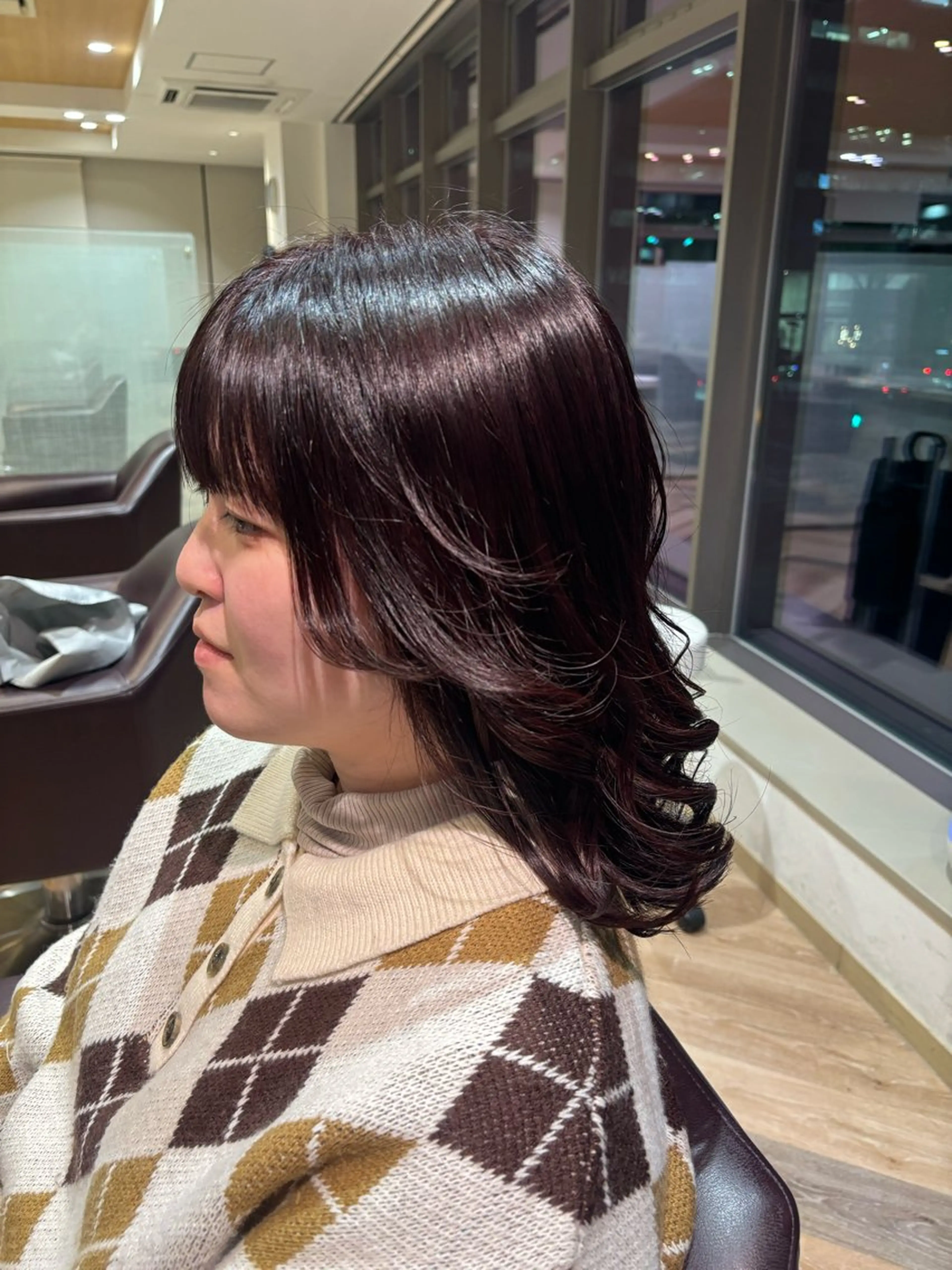 セミロング ヘアカラー ツヤ髪🎀暖色カラー さとあみのヘアスタイル